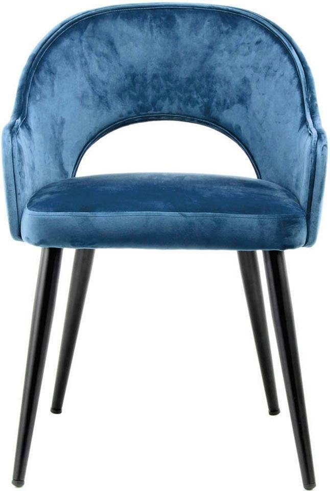 Kayoom Stoel Joris 110 2-delige set, effen ontwerp, met retro-karakter met armleuning, comfortabel, halve maan opening in de rugleuning (set, 2 stuks)