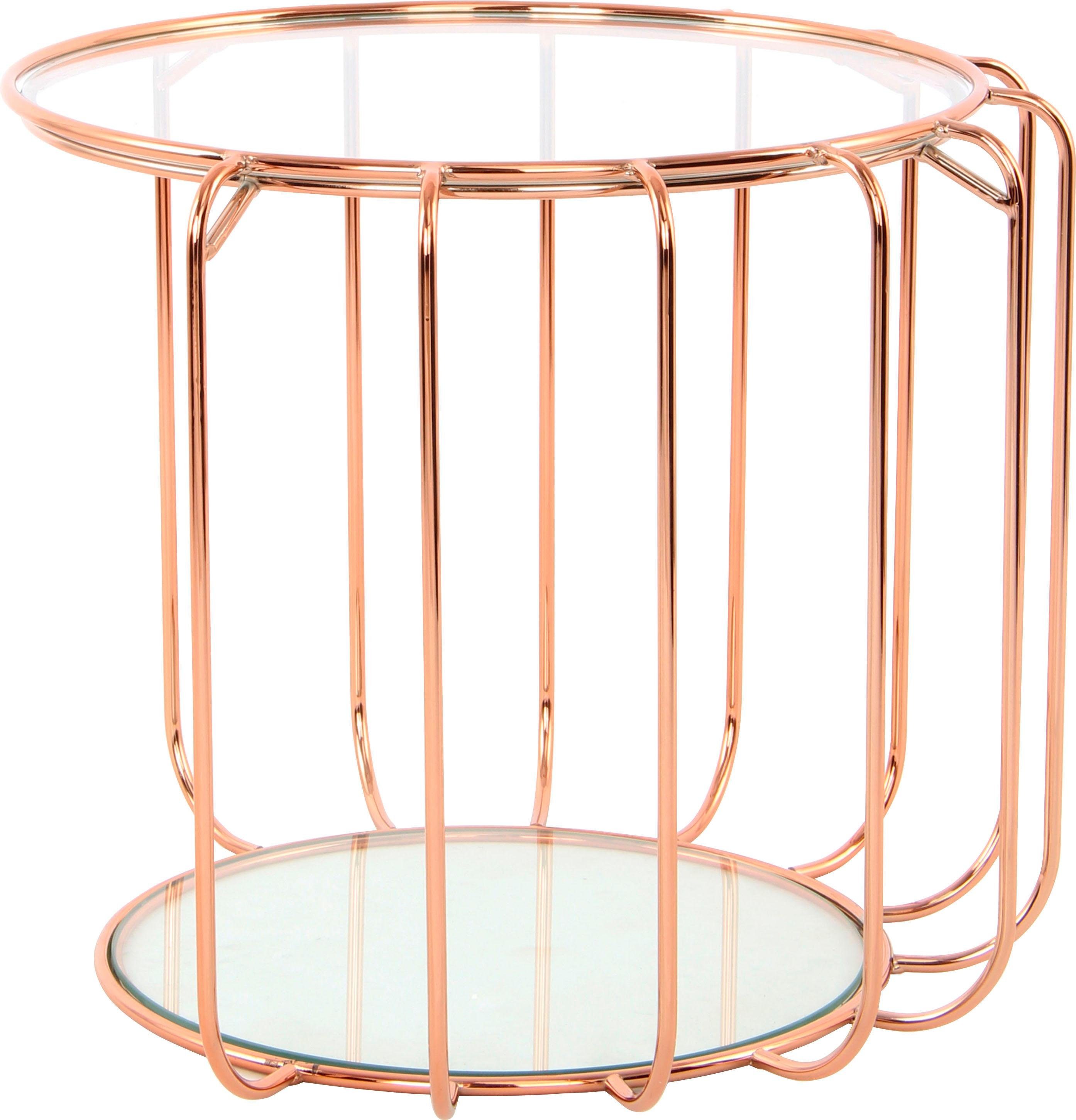 Kayoom Bijzettafel Shirley 110, glamour bijzettafel, ronde open vorm Blikvanger met ultramodern frame, rond met twee plateaus (1 stuk)