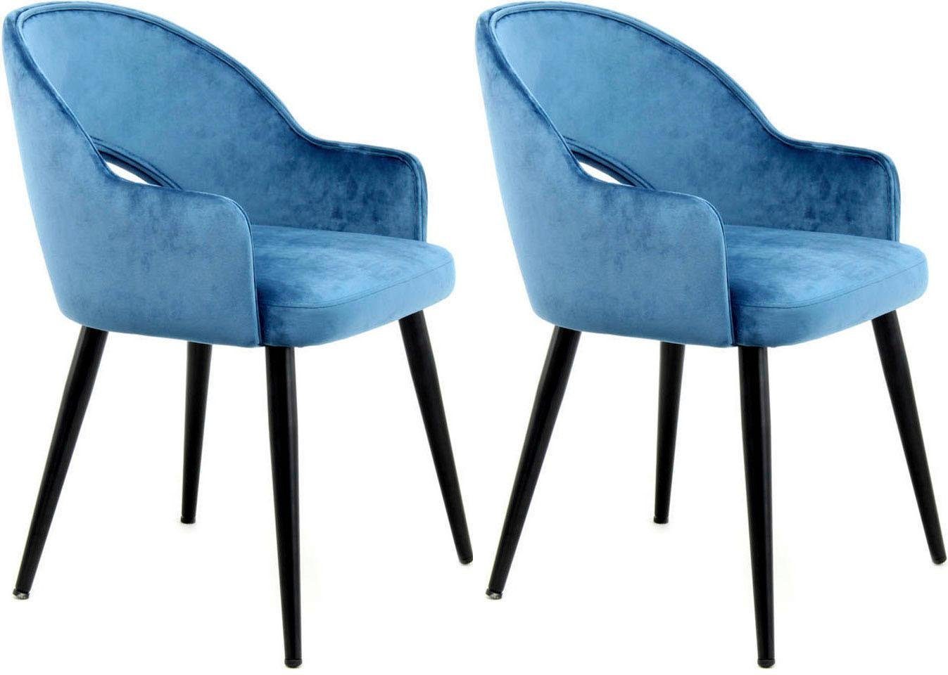 Kayoom Stoel Joris 110 2-delige set, effen ontwerp, met retro-karakter met armleuning, comfortabel, halve maan opening in de rugleuning (set, 2 stuks)