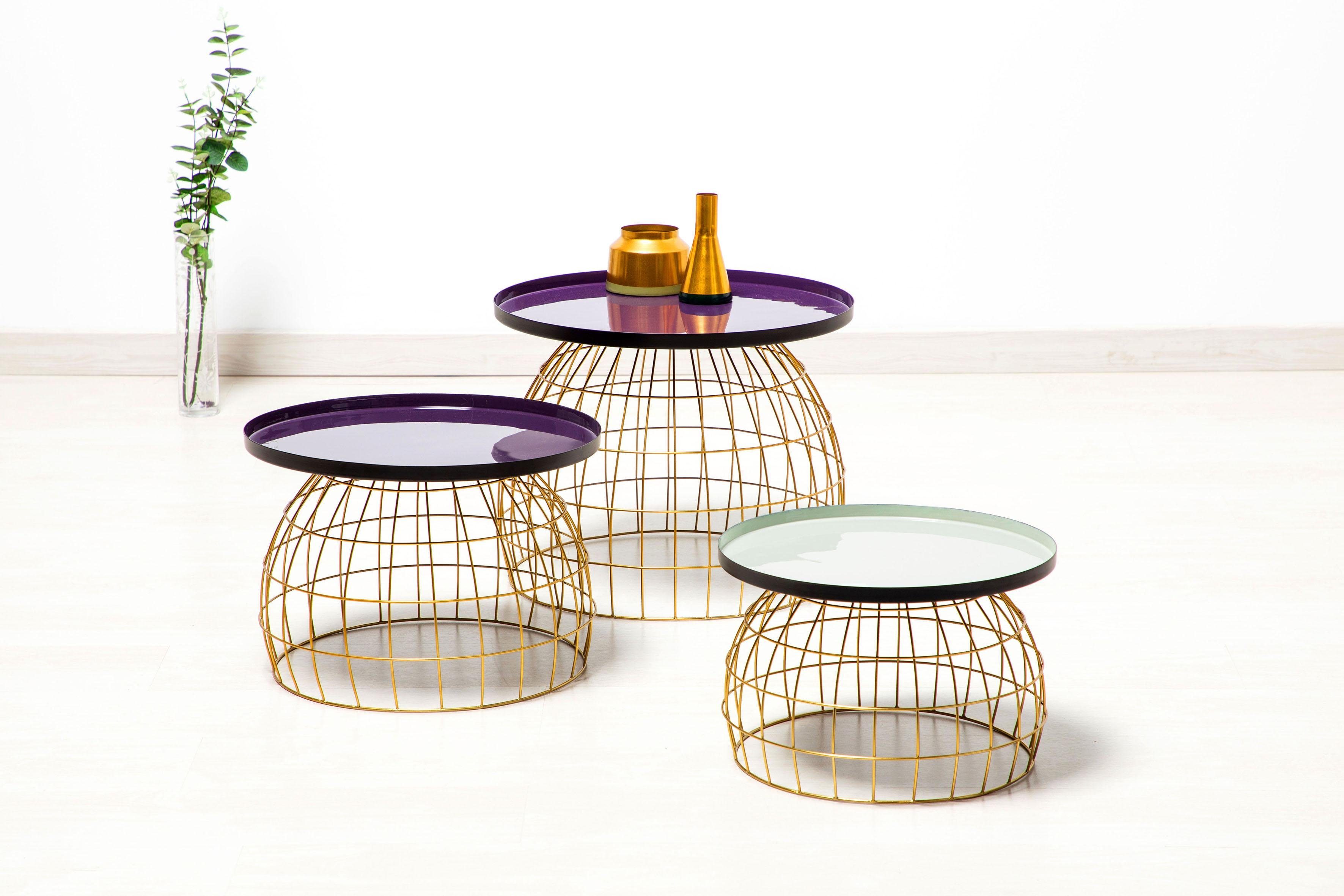 Kayoom Bijzettafel Laudatio bijzettafel-set, bijzettafels in 3-delige set, gaaslook (set, 3 stuks) bijzettafels paars
