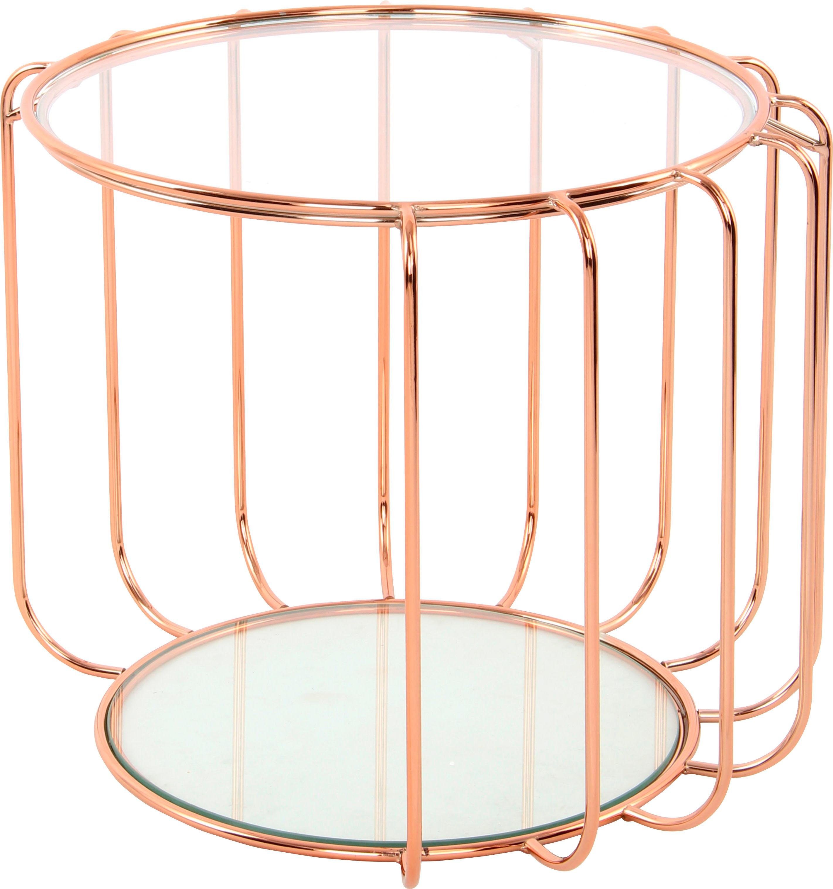 Kayoom Bijzettafel Shirley 110, glamour bijzettafel, ronde open vorm Blikvanger met ultramodern frame, rond met twee plateaus (1 stuk)