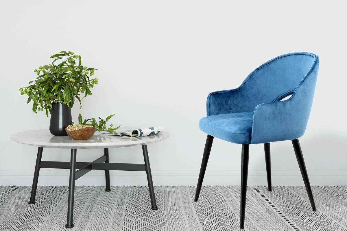 Kayoom Stoel Joris 110 2-delige set, effen ontwerp, met retro-karakter met armleuning, comfortabel, halve maan opening in de rugleuning (set, 2 stuks)
