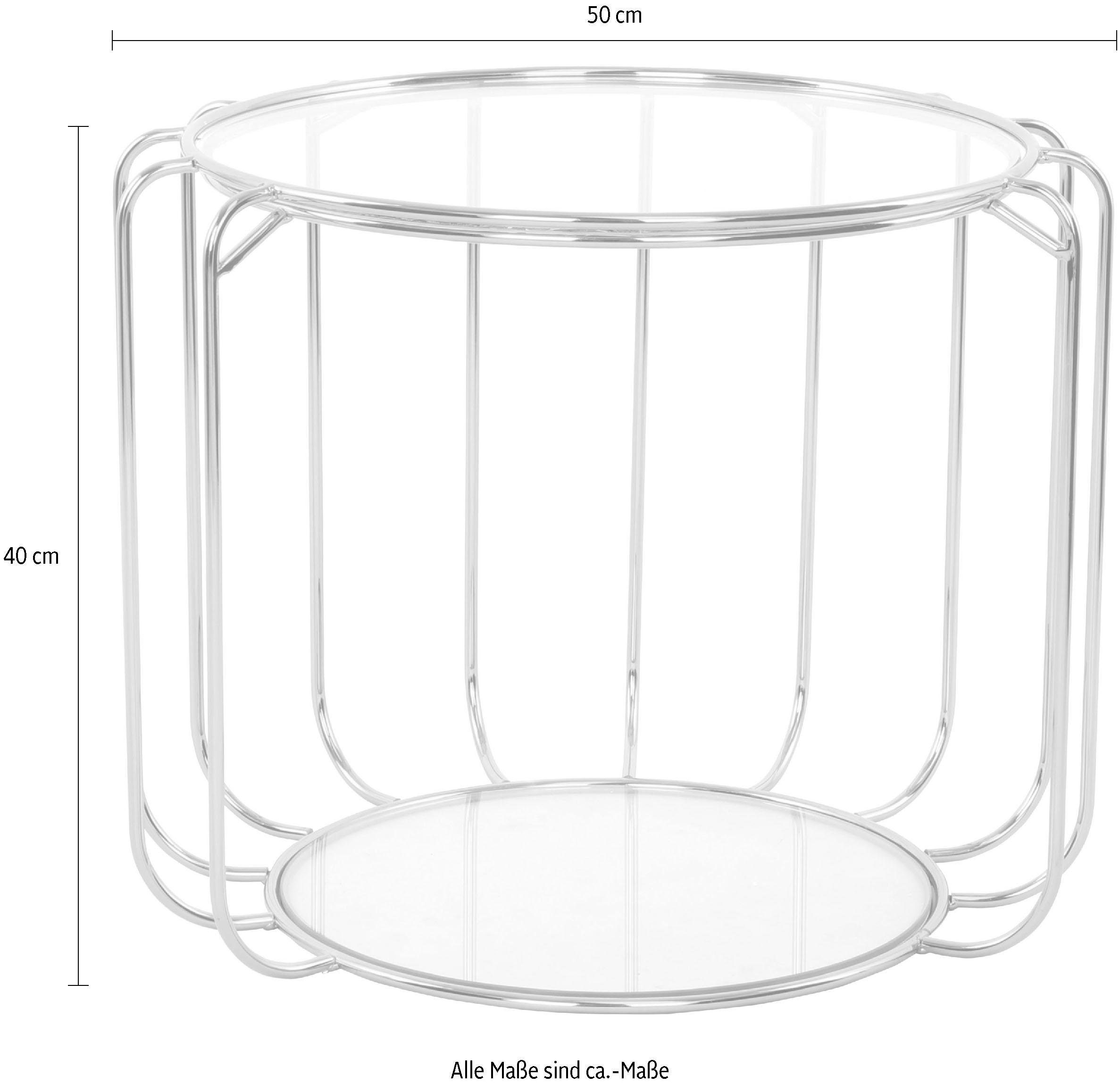 Kayoom Bijzettafel Shirley 110, glamour bijzettafel, ronde open vorm Blikvanger met ultramodern frame, rond met twee plateaus (1 stuk)