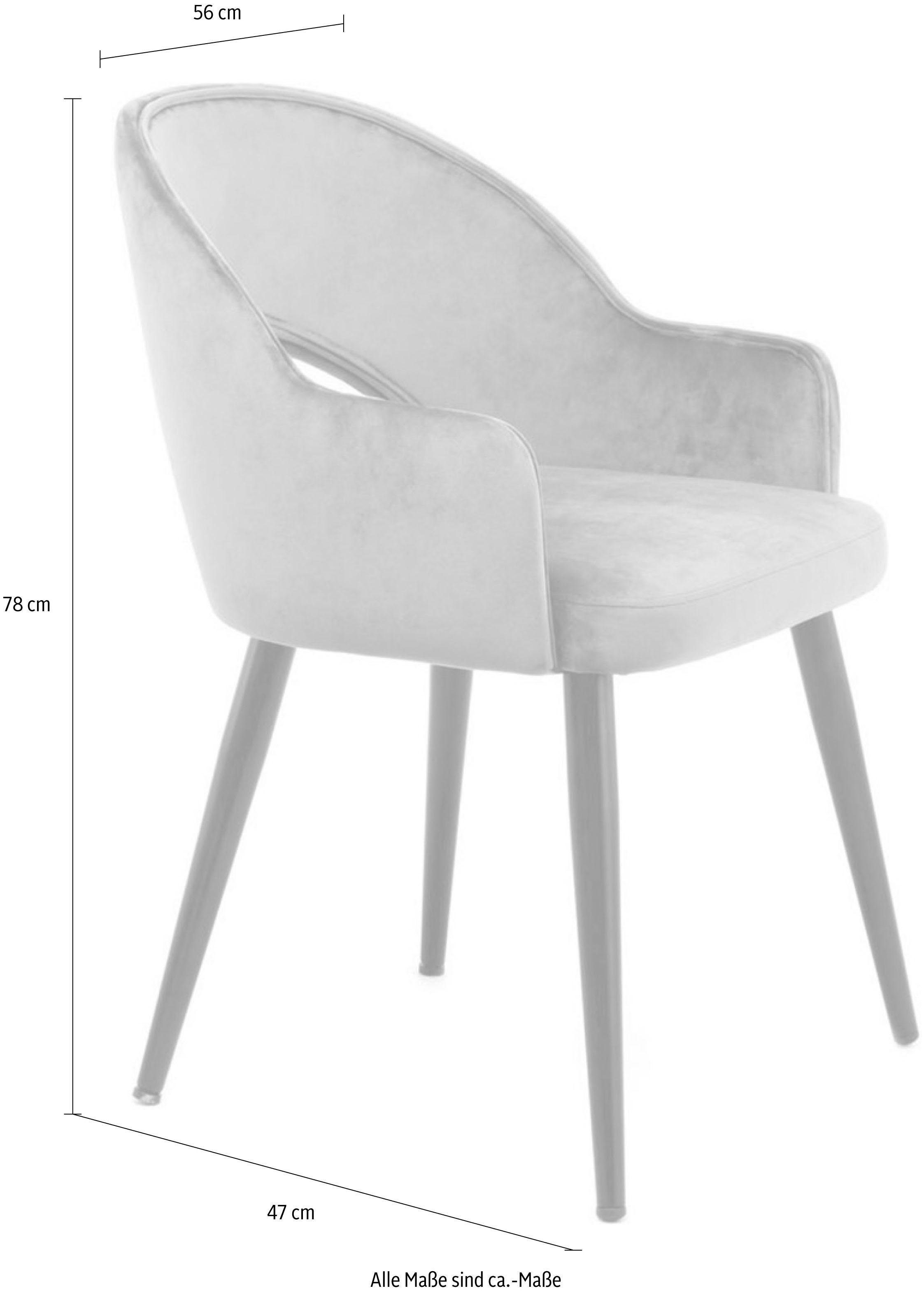 Kayoom Stoel Joris 110 2-delige set, effen ontwerp, met retro-karakter met armleuning, comfortabel, halve maan opening in de rugleuning (set, 2 stuks)