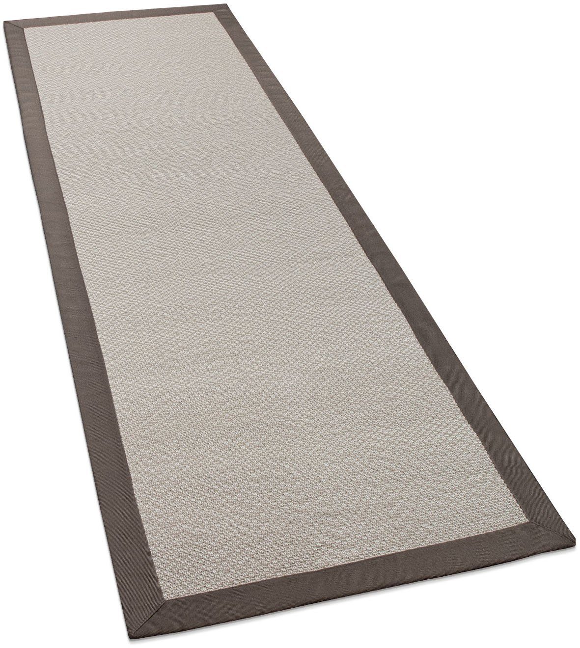 Paco Home Loper Sisala 270 Tapijtloper, platweefsel, sisal look, randdessin, geschikt voor buiten lopers maat 80x250 cm beige