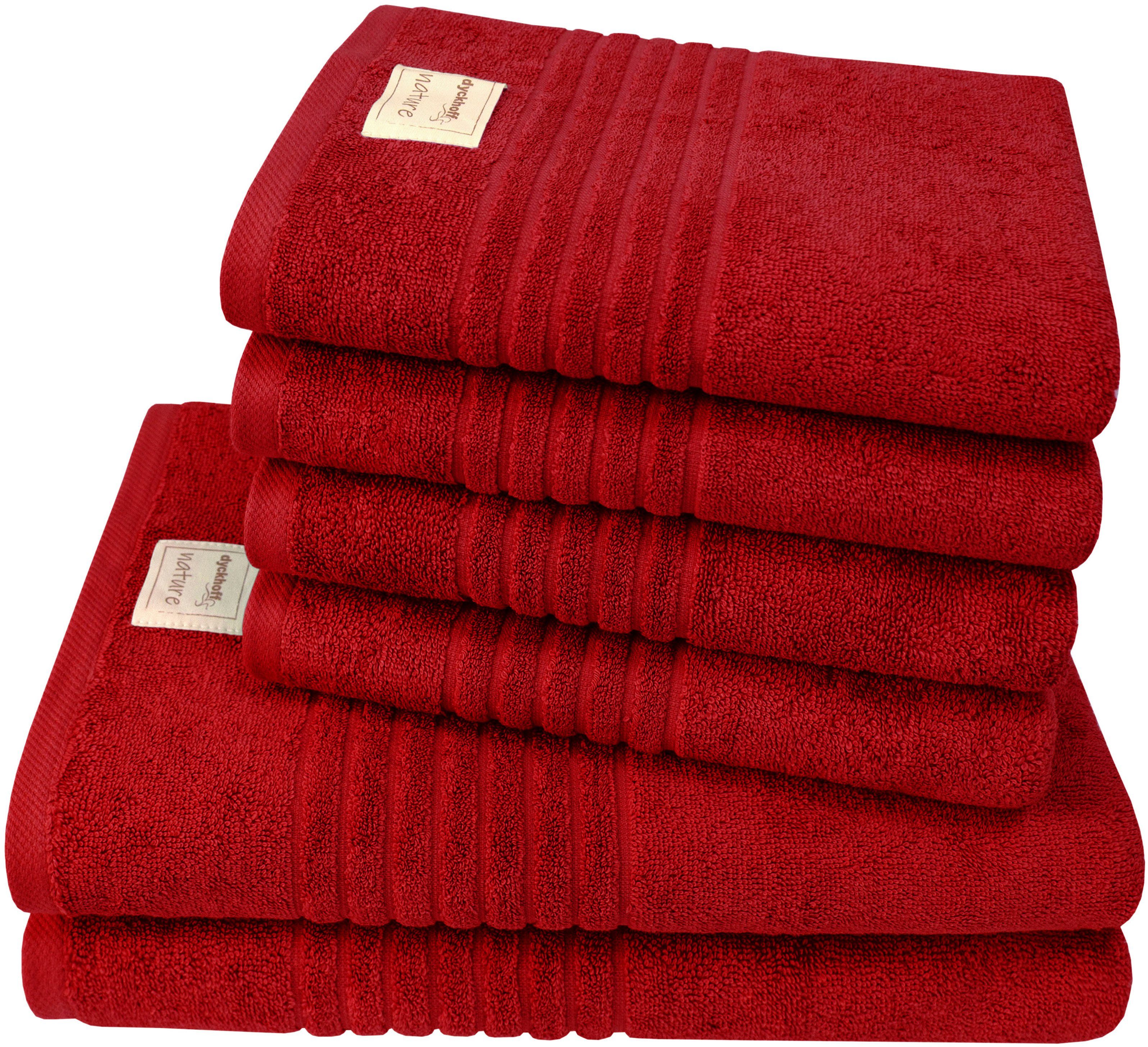 Dyckhoff Handdoekenset Naturel (set, 6 stuks) handdoeken rood