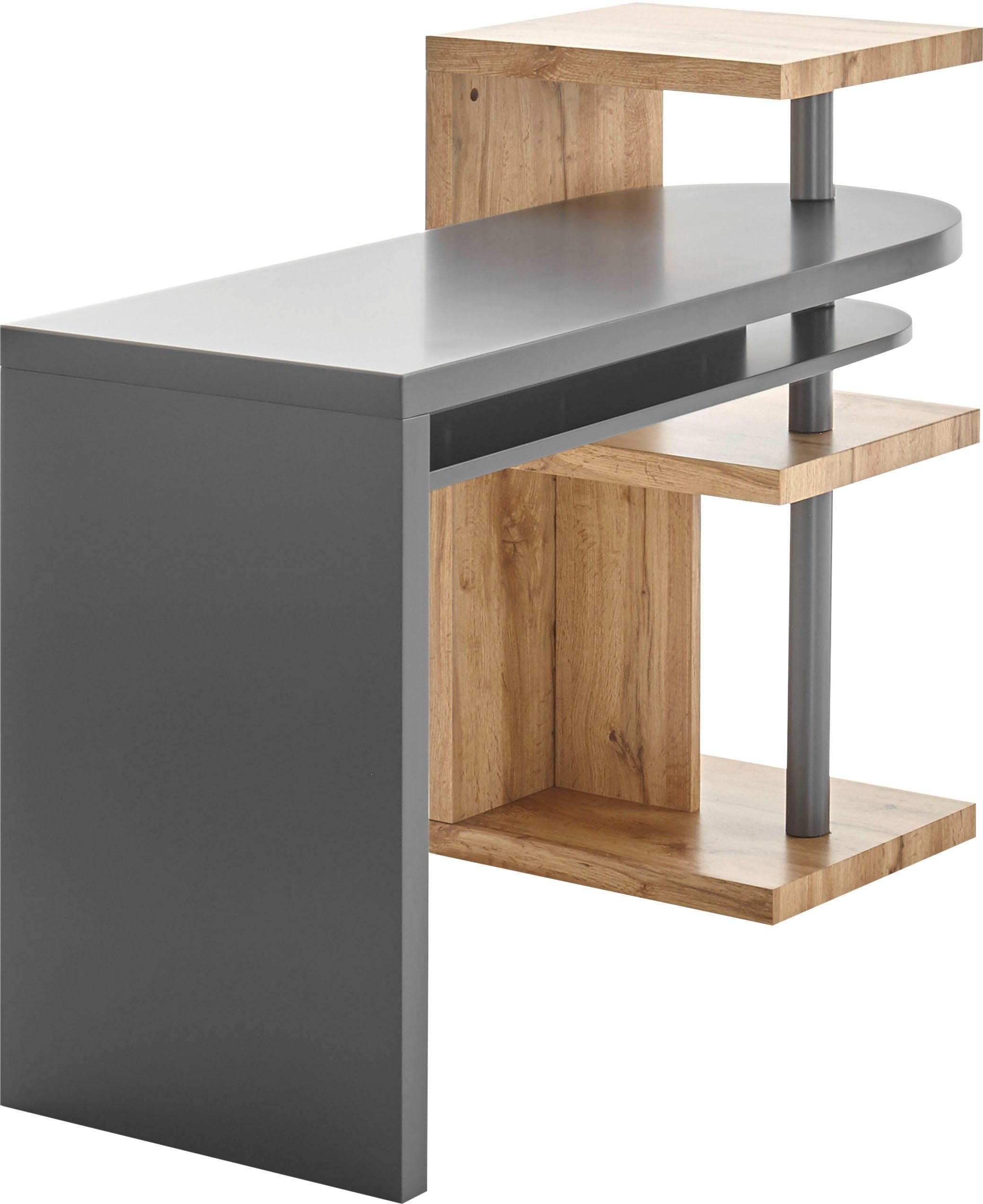 MCA furniture Bureau Moura met kastelement hoogglans-wit, tafelblad draaibaar, breedte 145 cm
