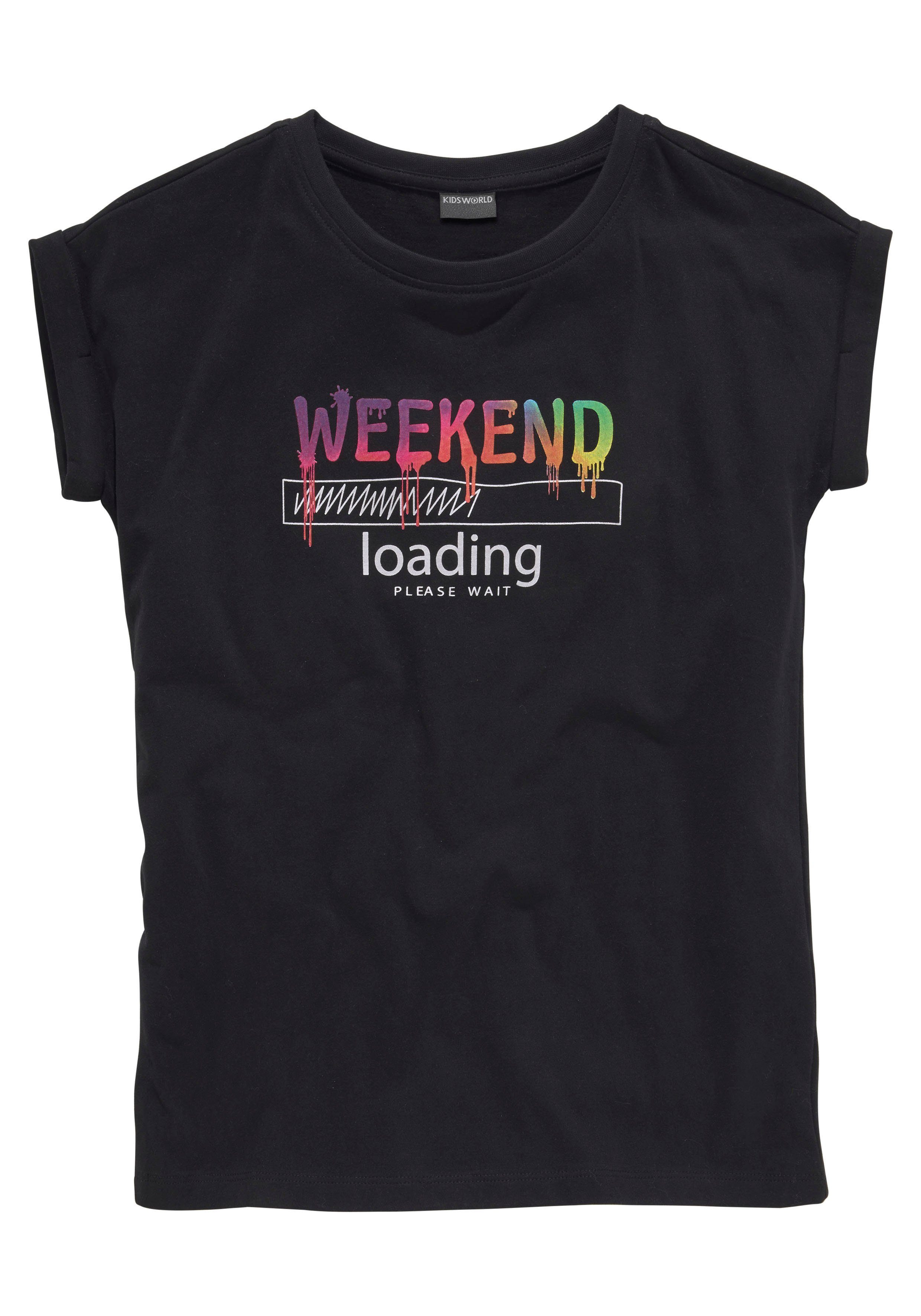 KIDSWORLD T-shirt WEEKEND loading...please wait Korte mouwen, wijde pasvorm, bedrukt uiterlijk, ronde hals