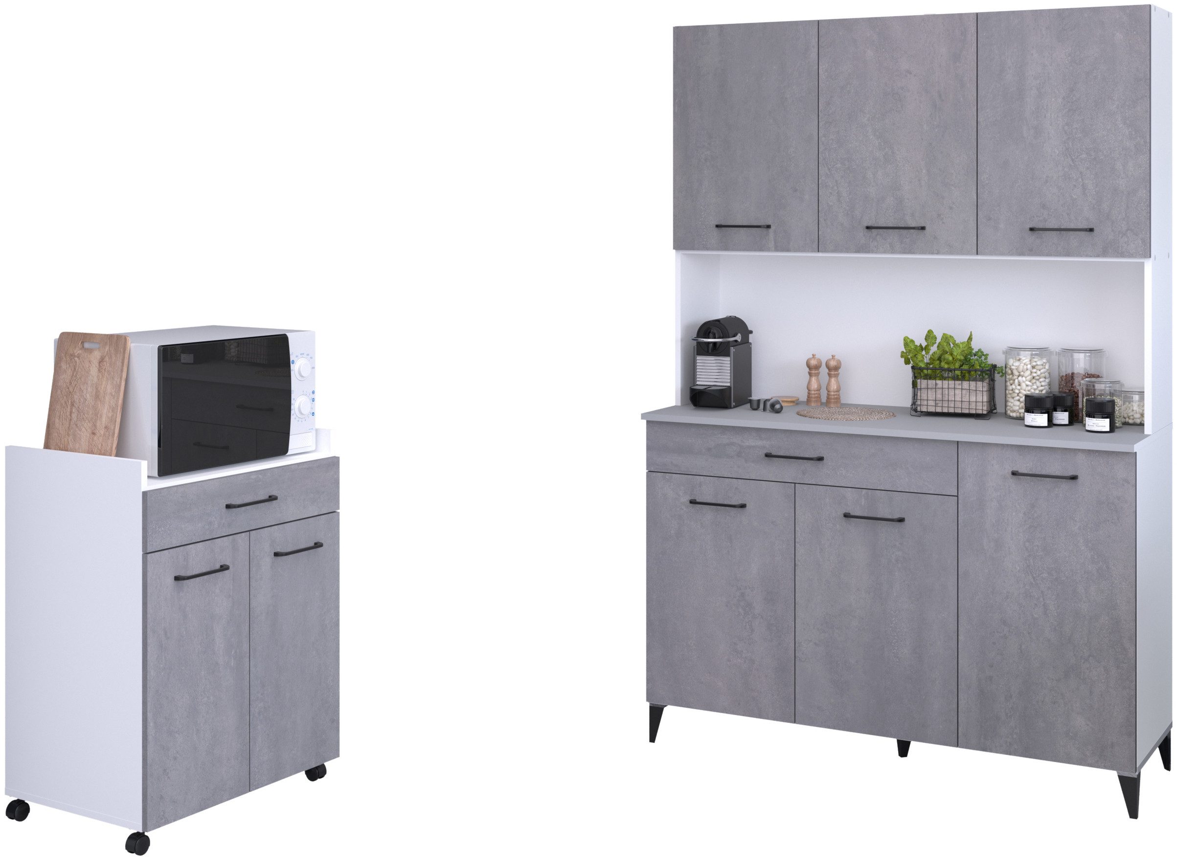 Parisot Kastenset Parisot Malice 2 Betonlook met zwarte handgrepen/poten (2-delig)