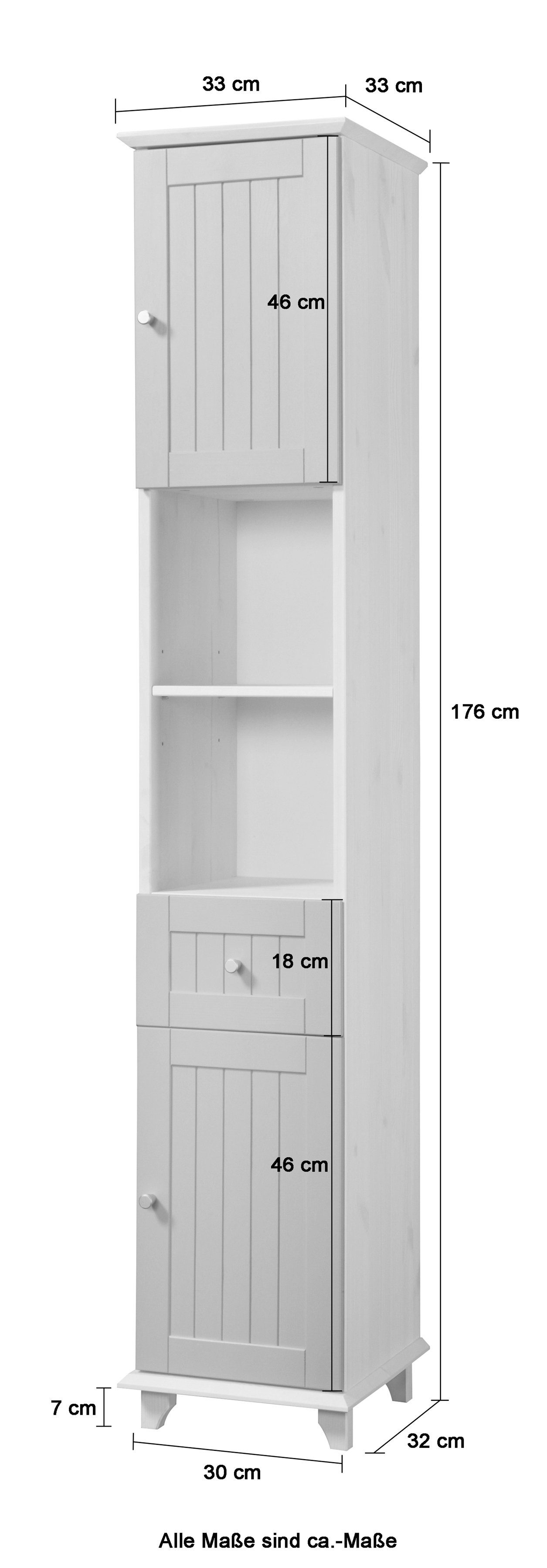 welltime Hoge kast Venezia rustiek Breedte 33 cm, van hoogwaardig hout