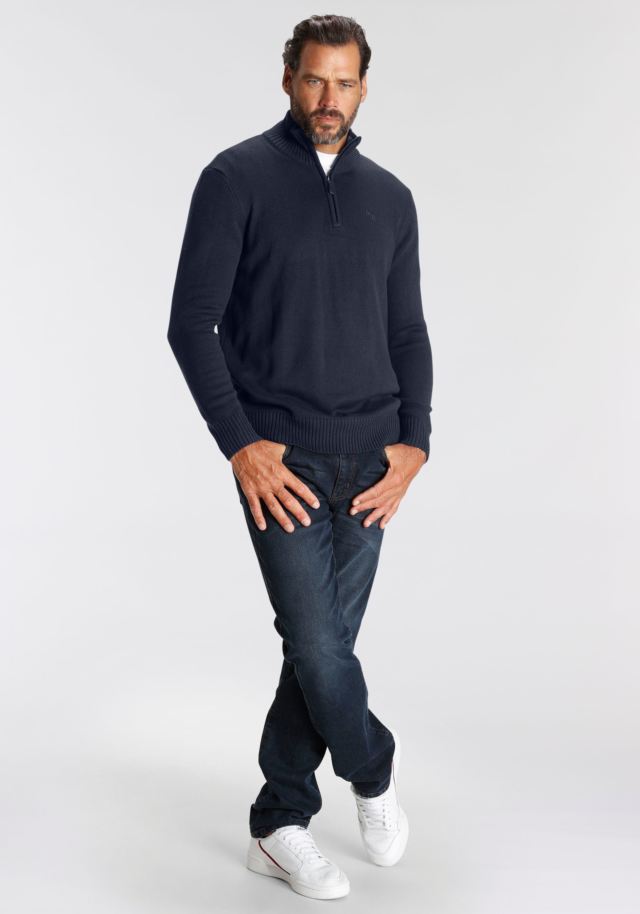 Man's World Schipperstrui Tot XL met een ritssluiting bij de kraag