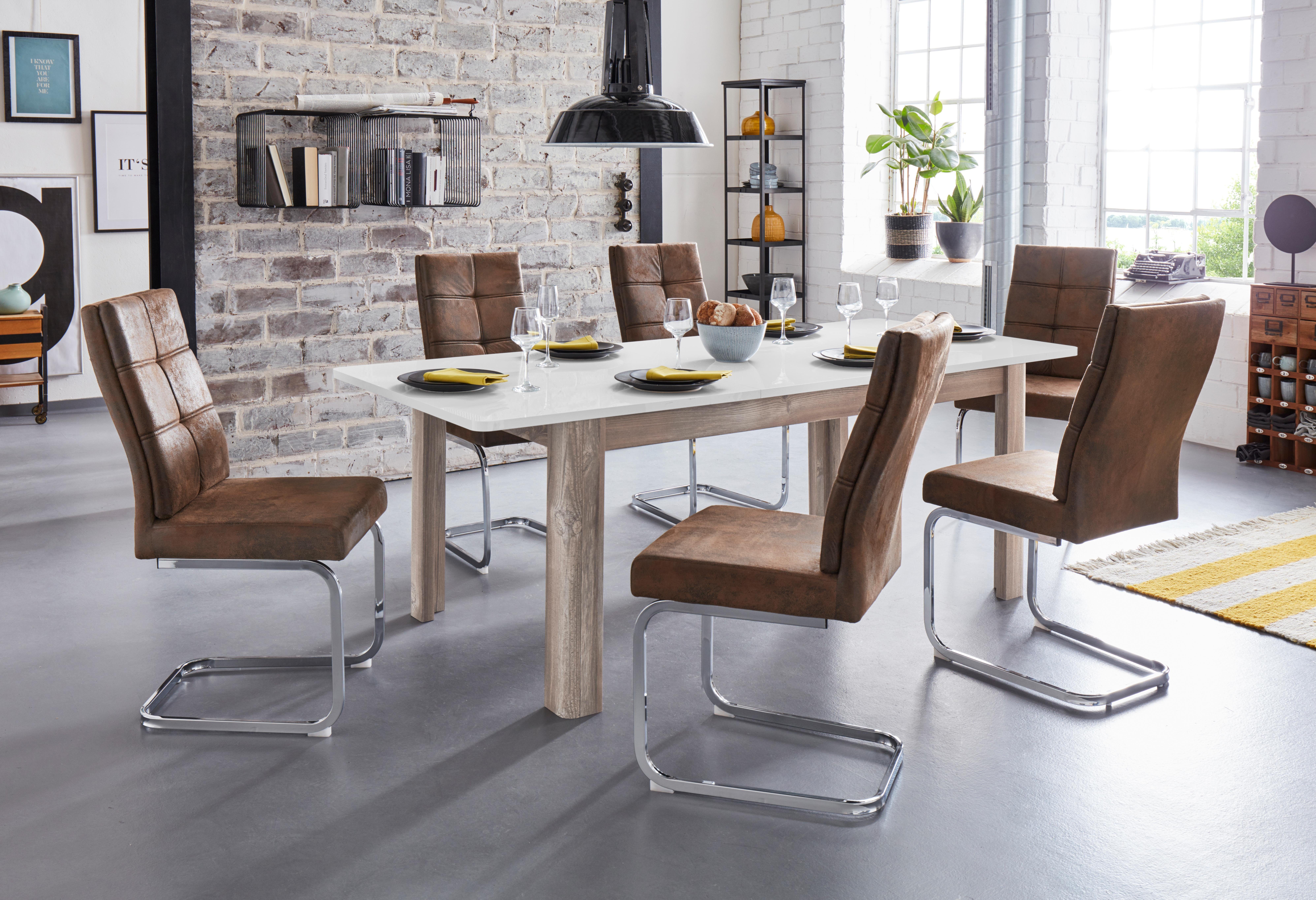INOSIGN Eetkamerstoel Lale vrijhangende stoel (set van 2) overtrokken met robuuste microvezel, metalen frame