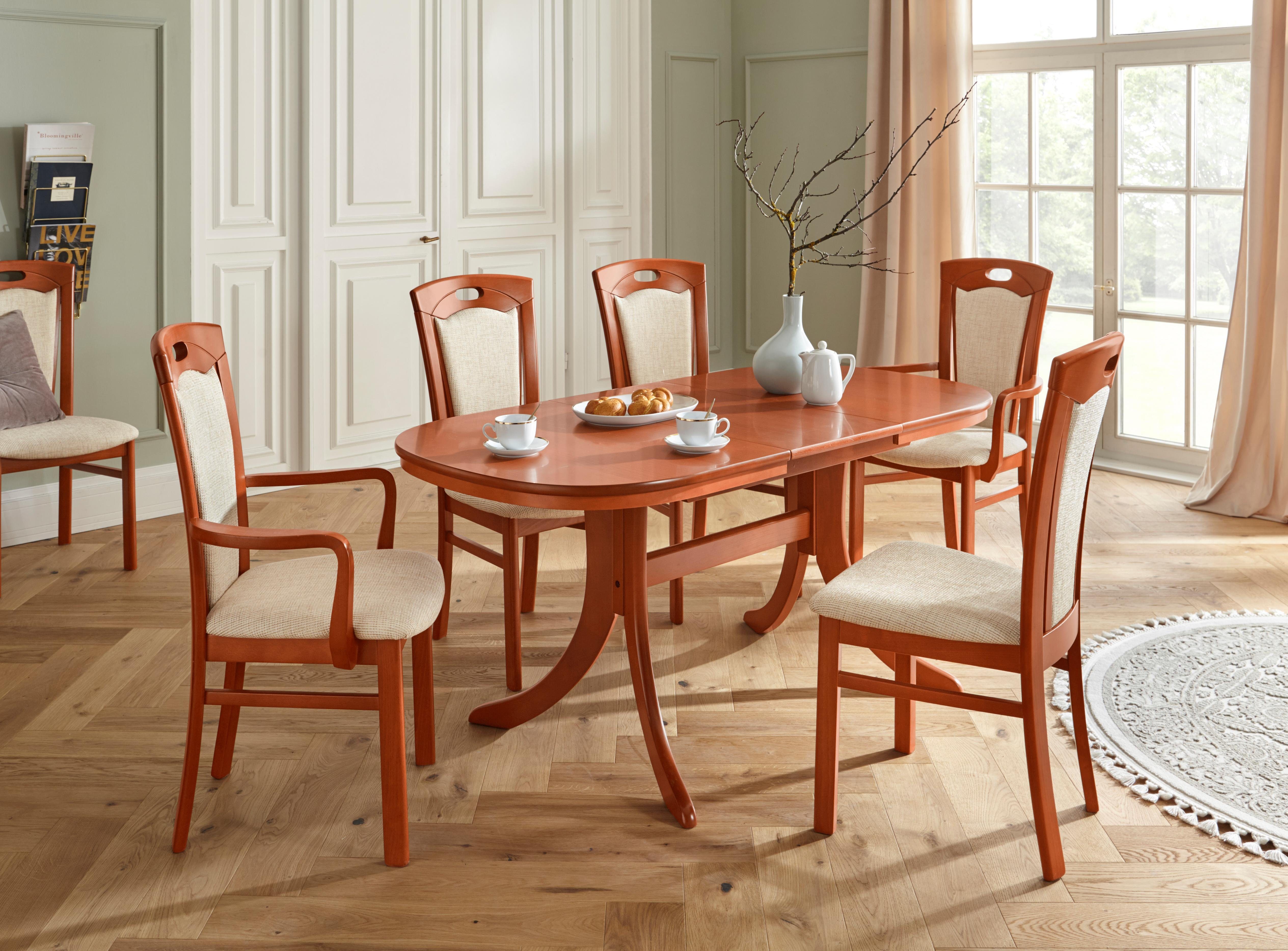 Home affaire Eetkamerstoel FERDI, armstoel, Made in Italy, massief hout Bekleding fijne structuur (water- en vlekafstotend) of structuur