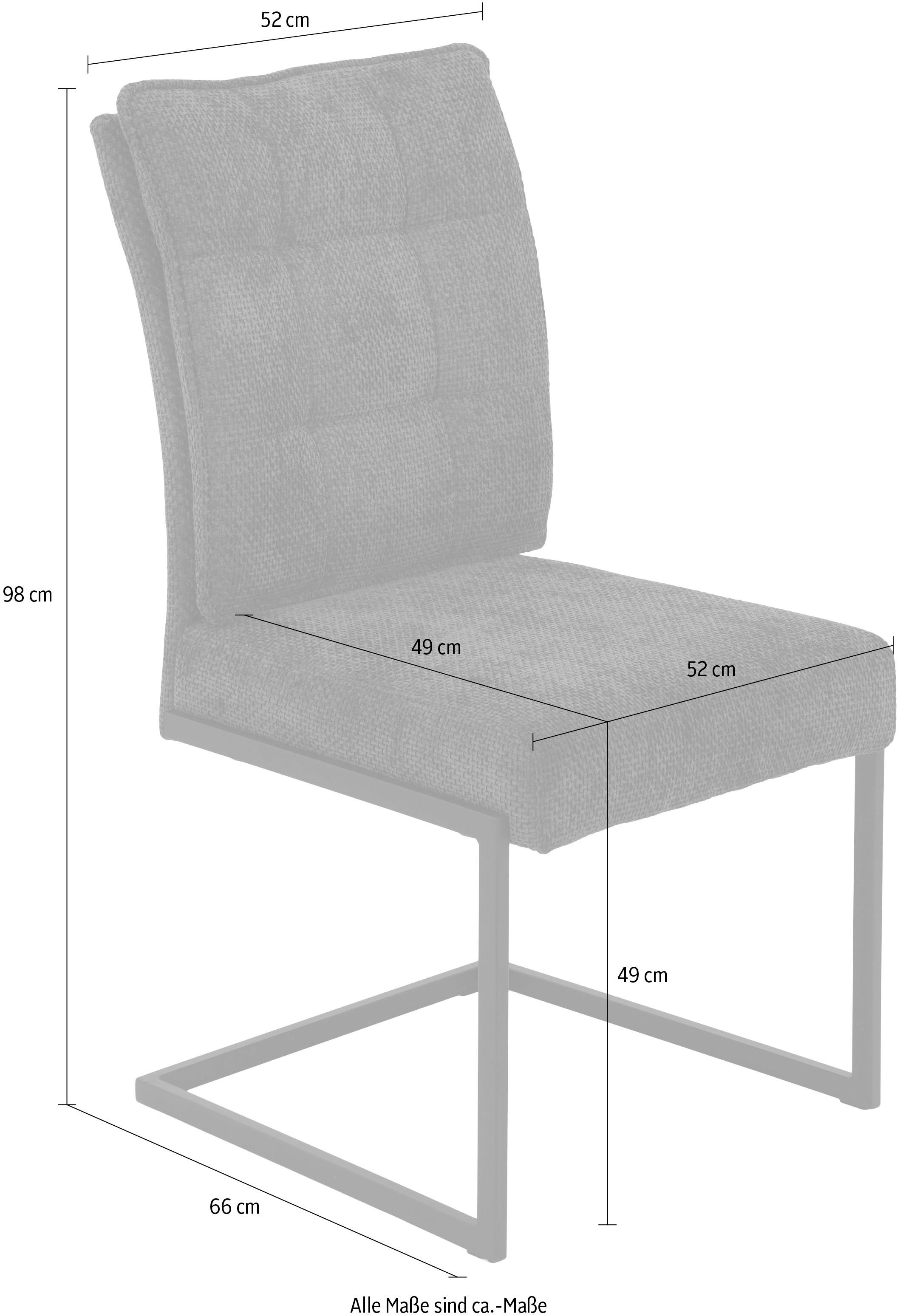 HELA Vrijdragende stoel OLIVIA eetkamerstoel XL-breedte, comfortzit, visco-elastisch schuim, greep rugleuning, met kussen (set, 2 stuks)