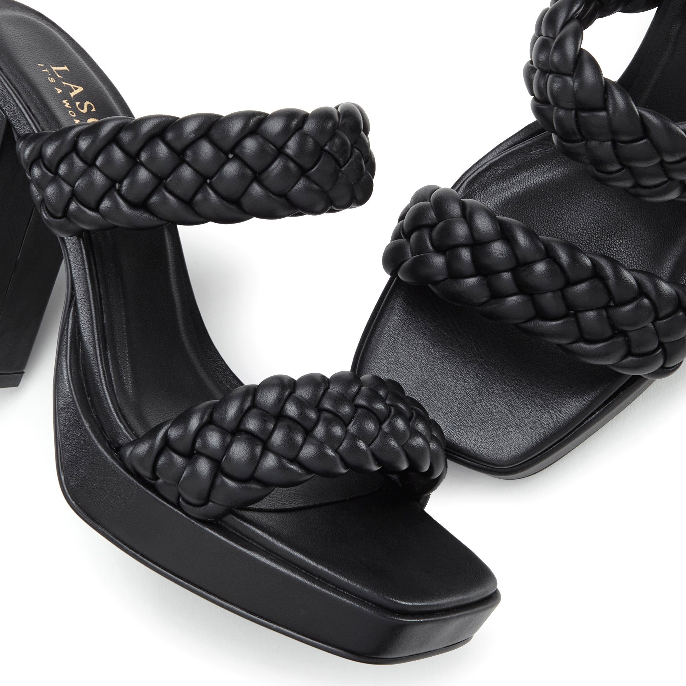 Lascana Slippers Mule, sandaal, open schoen, verfijnde bandjes in vlechtontwerp
