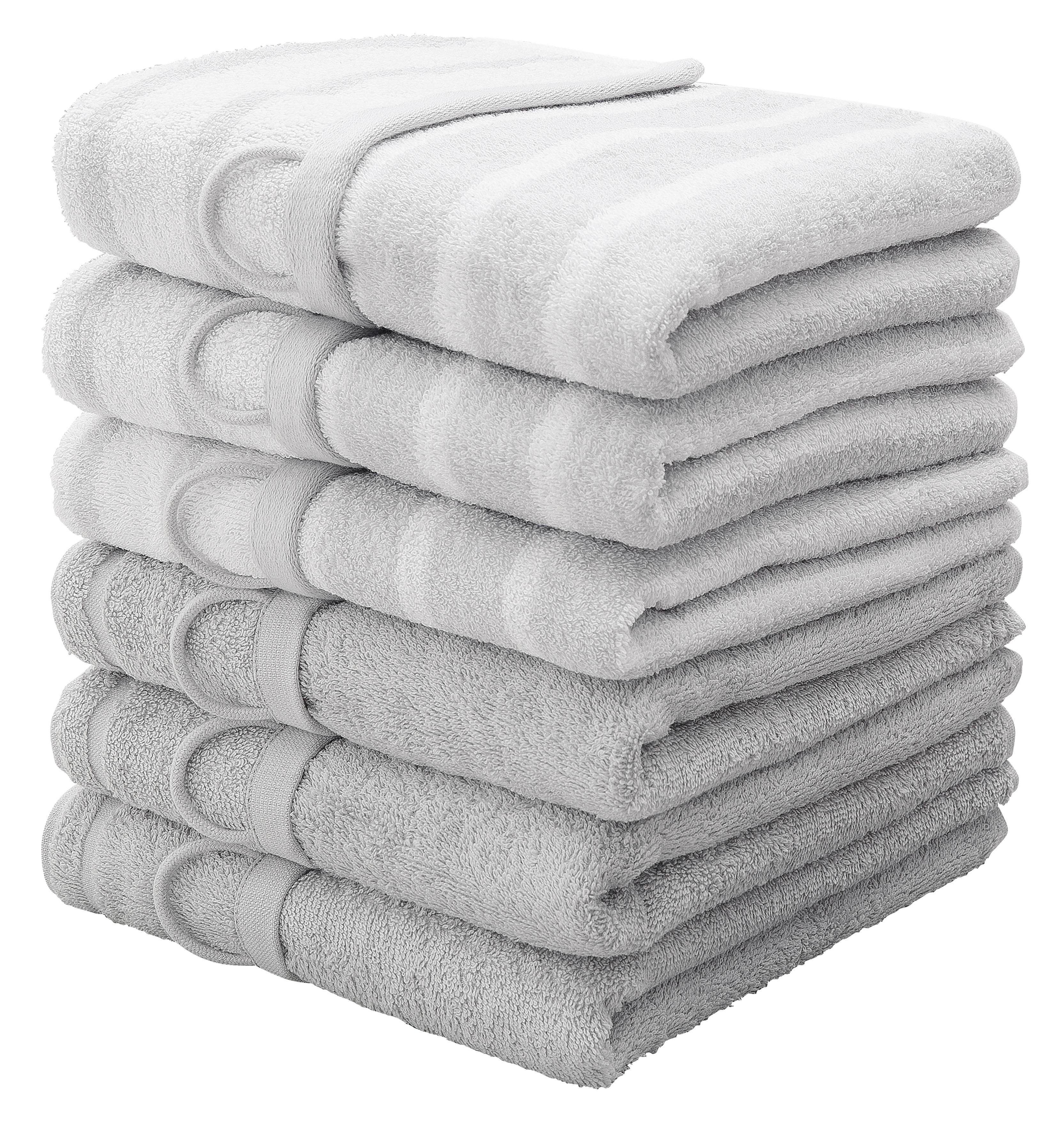 my home handdoeken finn in 6-delige set, uni- en gestreept design van 100% katoen (6 stuks) grijs