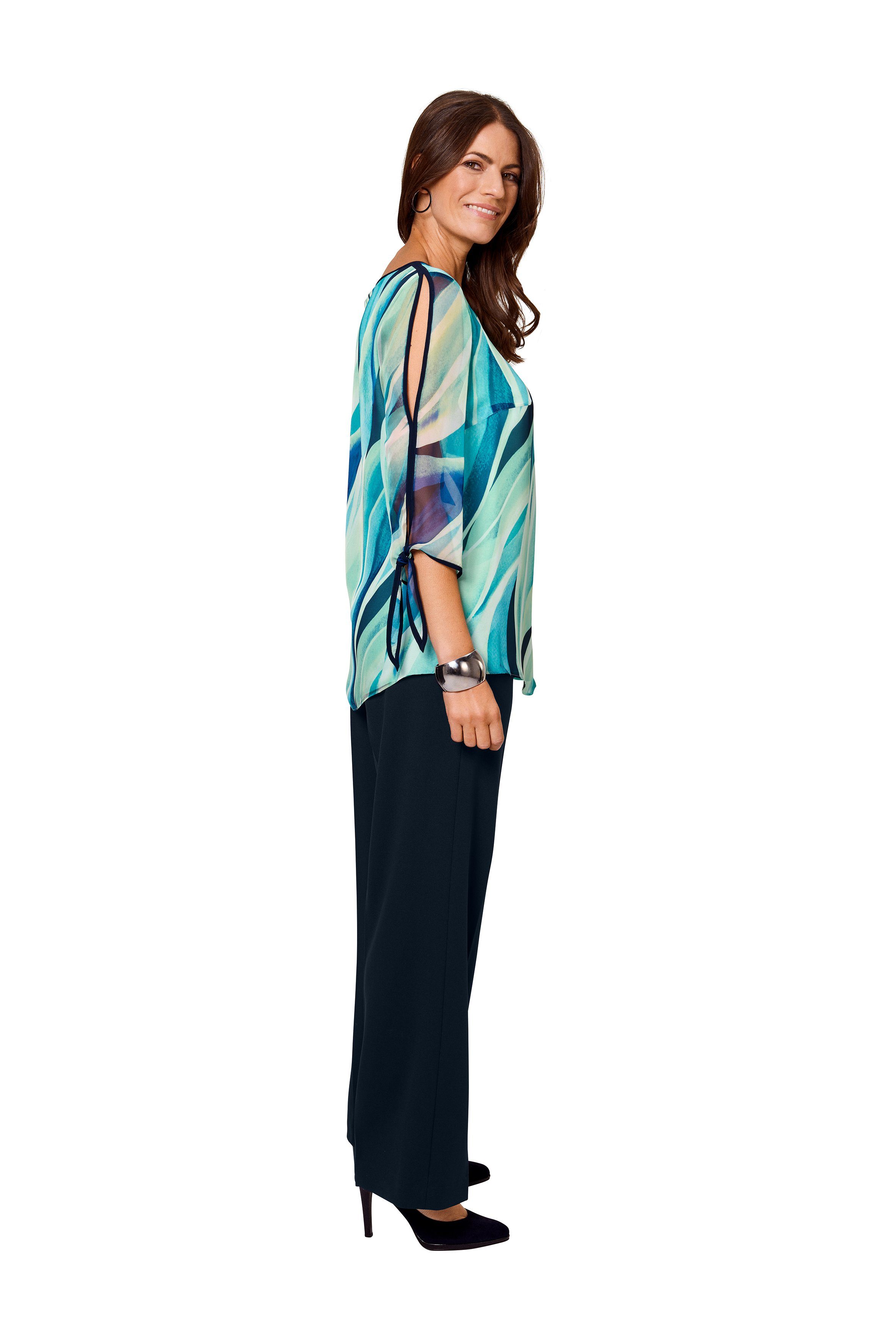HERMANN LANGE Collection Gedessineerde blouse met bindband aan de mouwafsluiting