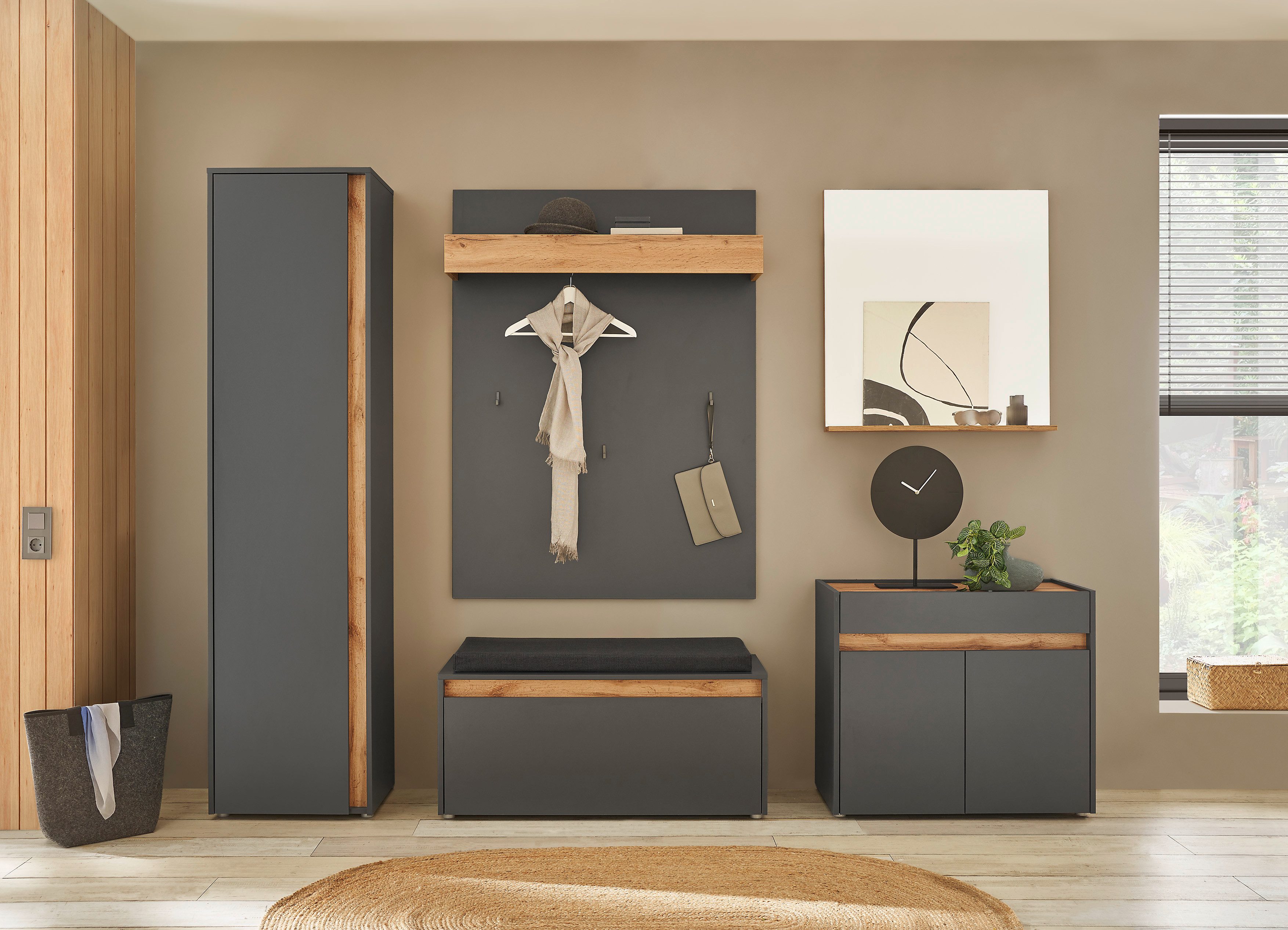 INOSIGN Kapstokpaneel GIRON/CiTY, Wandplank in Wotan Eik, Hal garderobe met hoedplank