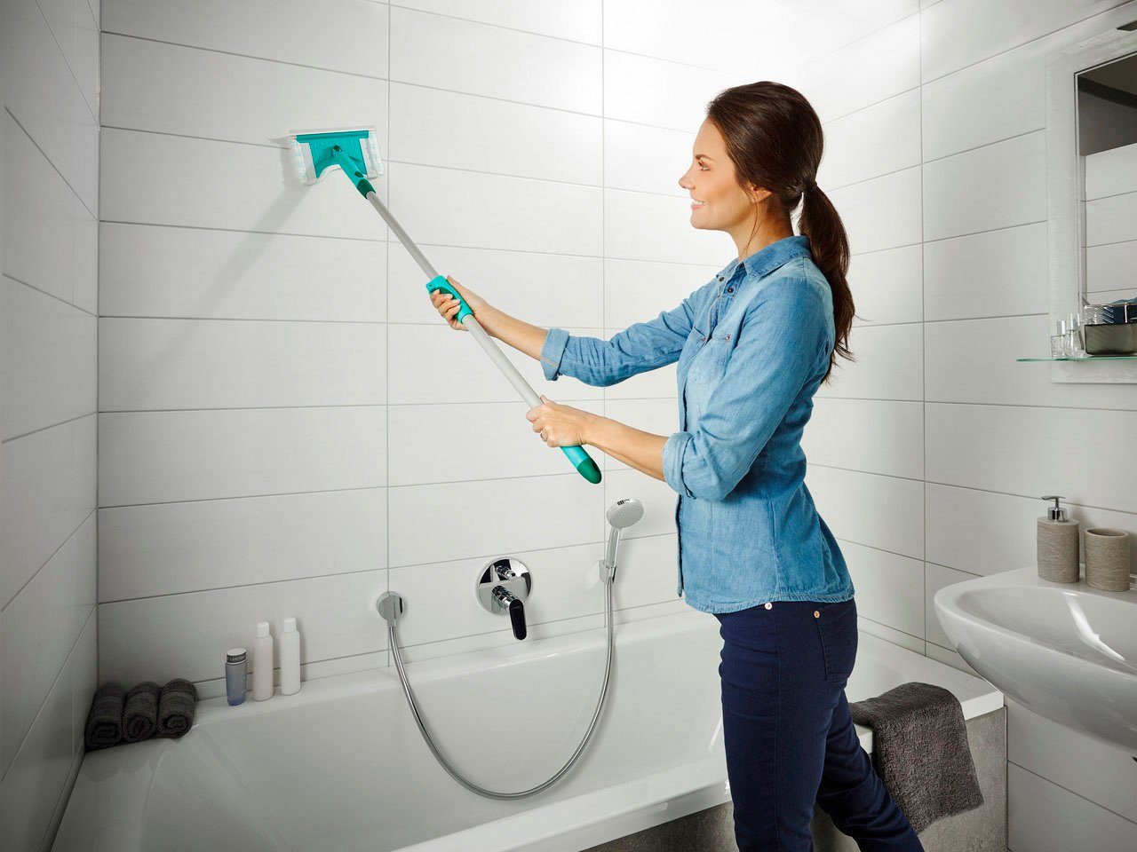 Leifheit Vloerwisserset Bath Cleaner micro duo Telescope 125