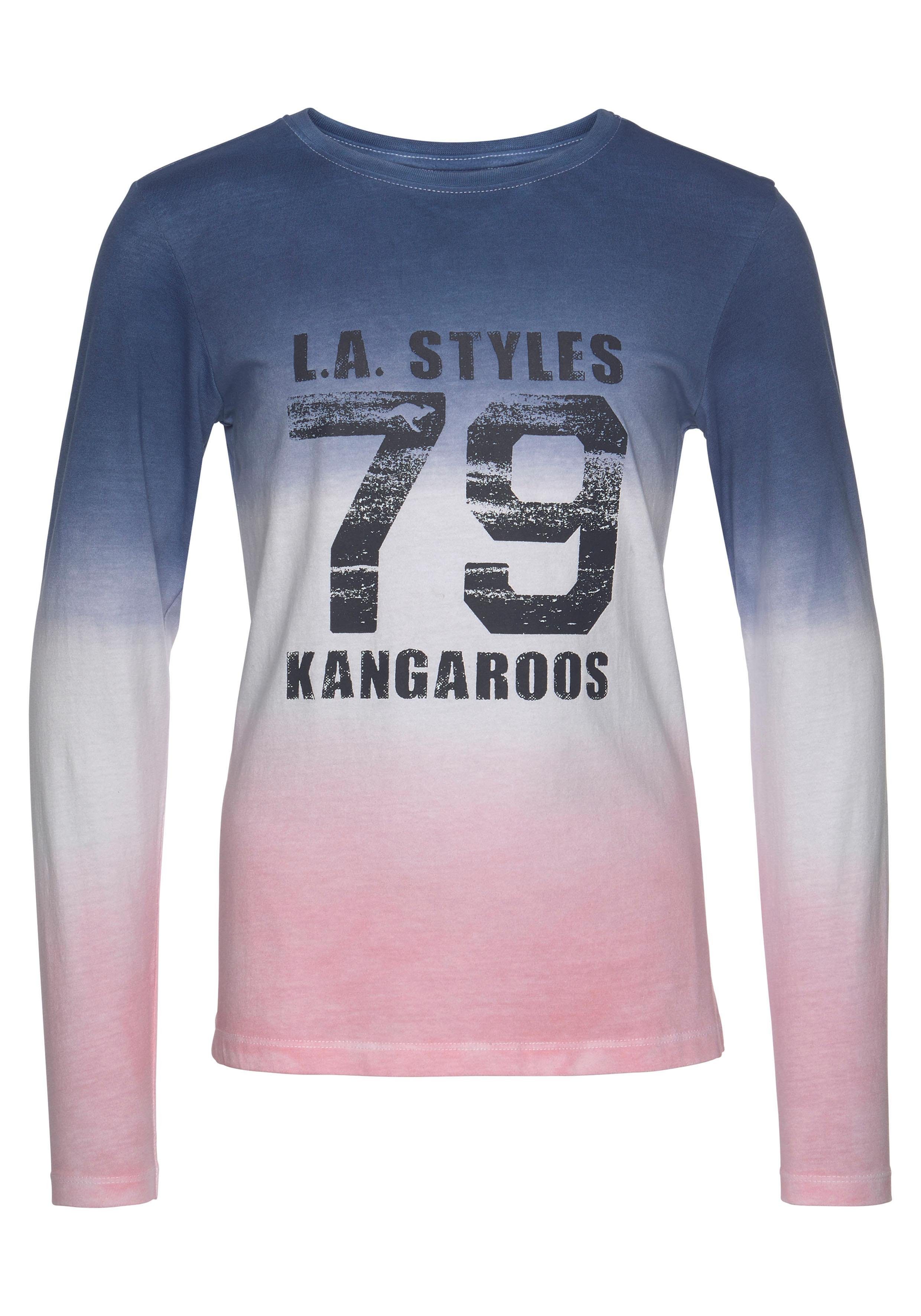 KangaROOS Shirt met lange mouwen Lange mouwen, getailleerde snit, met print, ronde hals