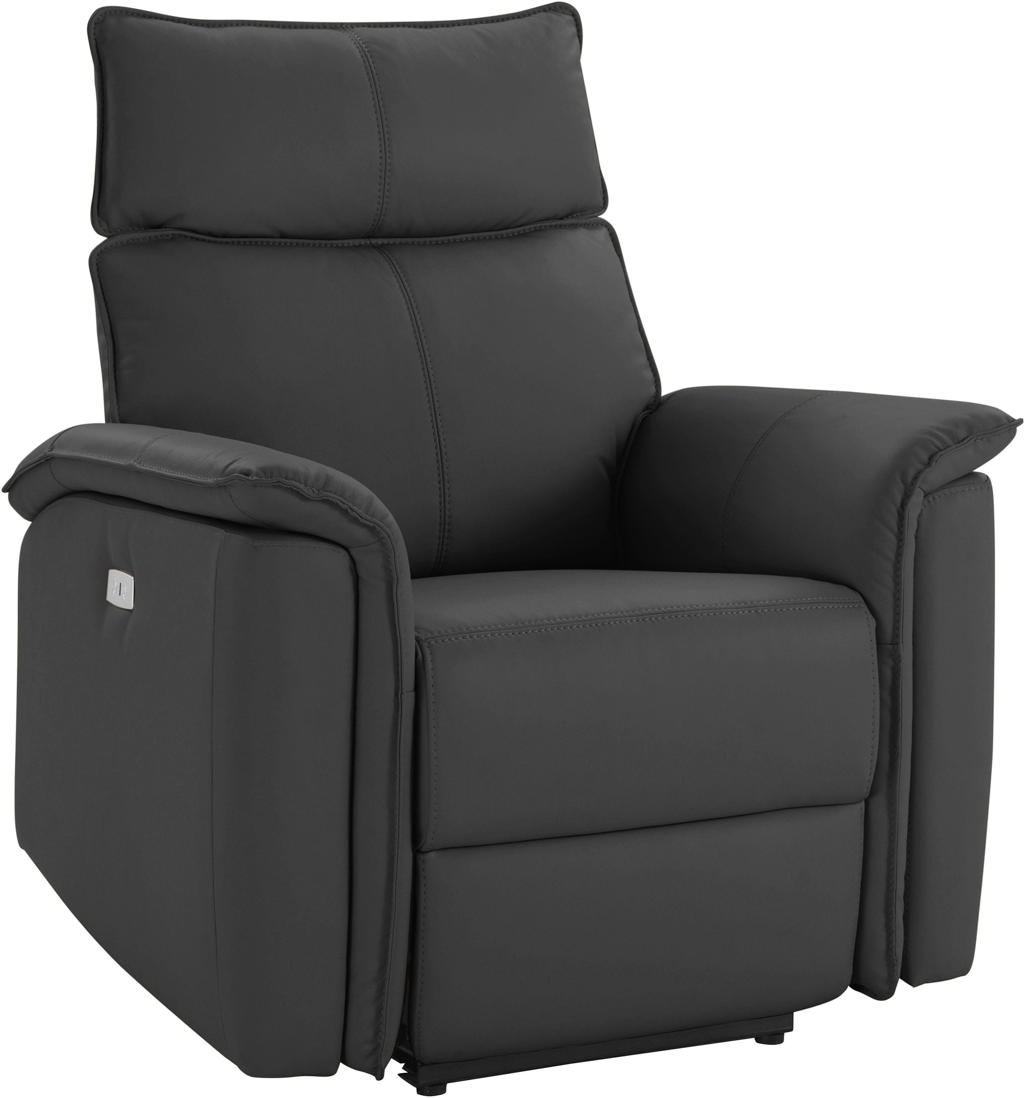 Places of Style Relaxfauteuil Zola, TV-stoel met slaapfunctie, stoel voor woonkamer met elektrische relaxfunctie en usb-aansluiting, breedte 87 cm
