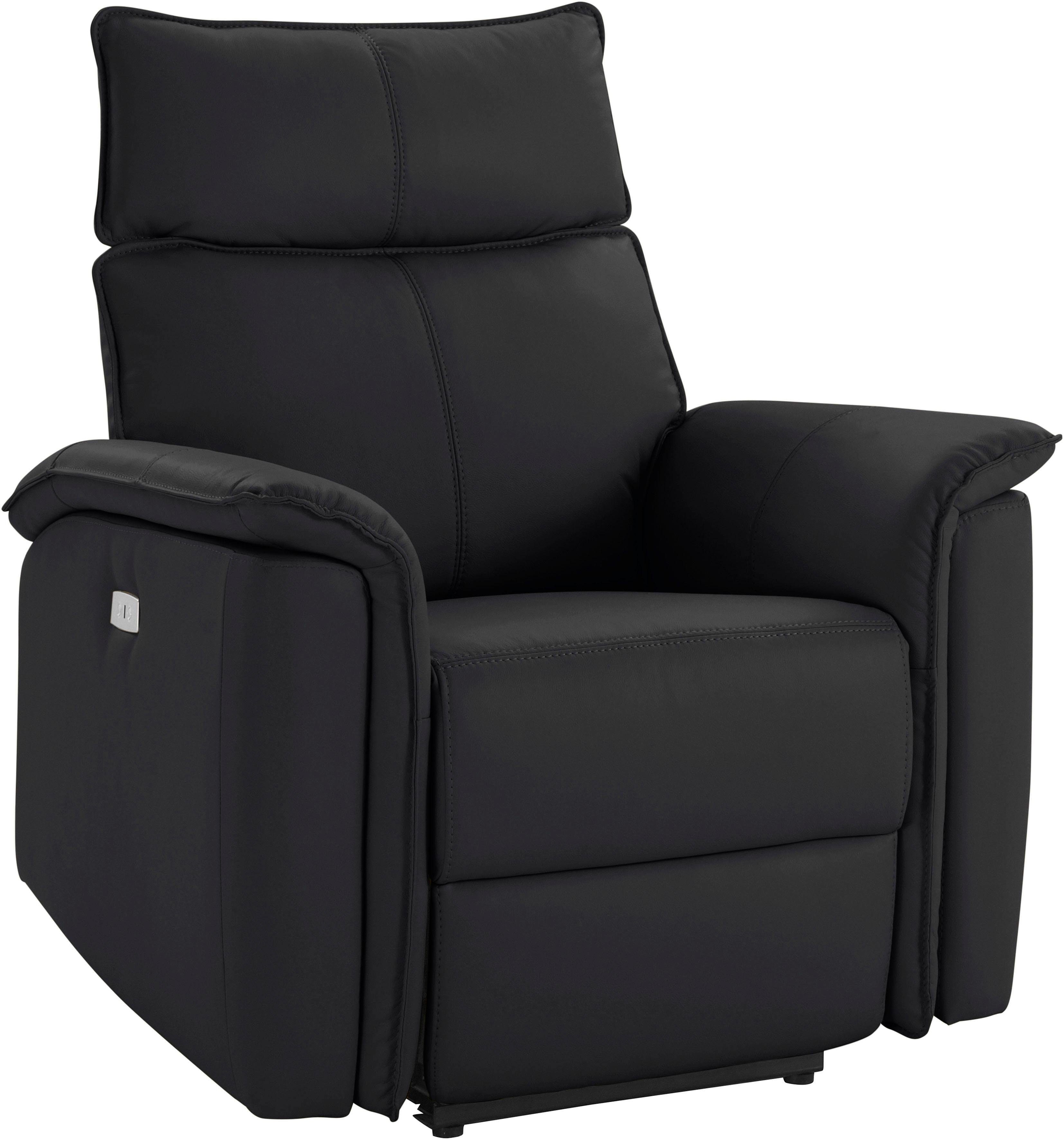 Places of Style Relaxfauteuil Zola, TV-stoel met slaapfunctie, stoel voor woonkamer met elektrische relaxfunctie en usb-aansluiting, breedte 87 cm