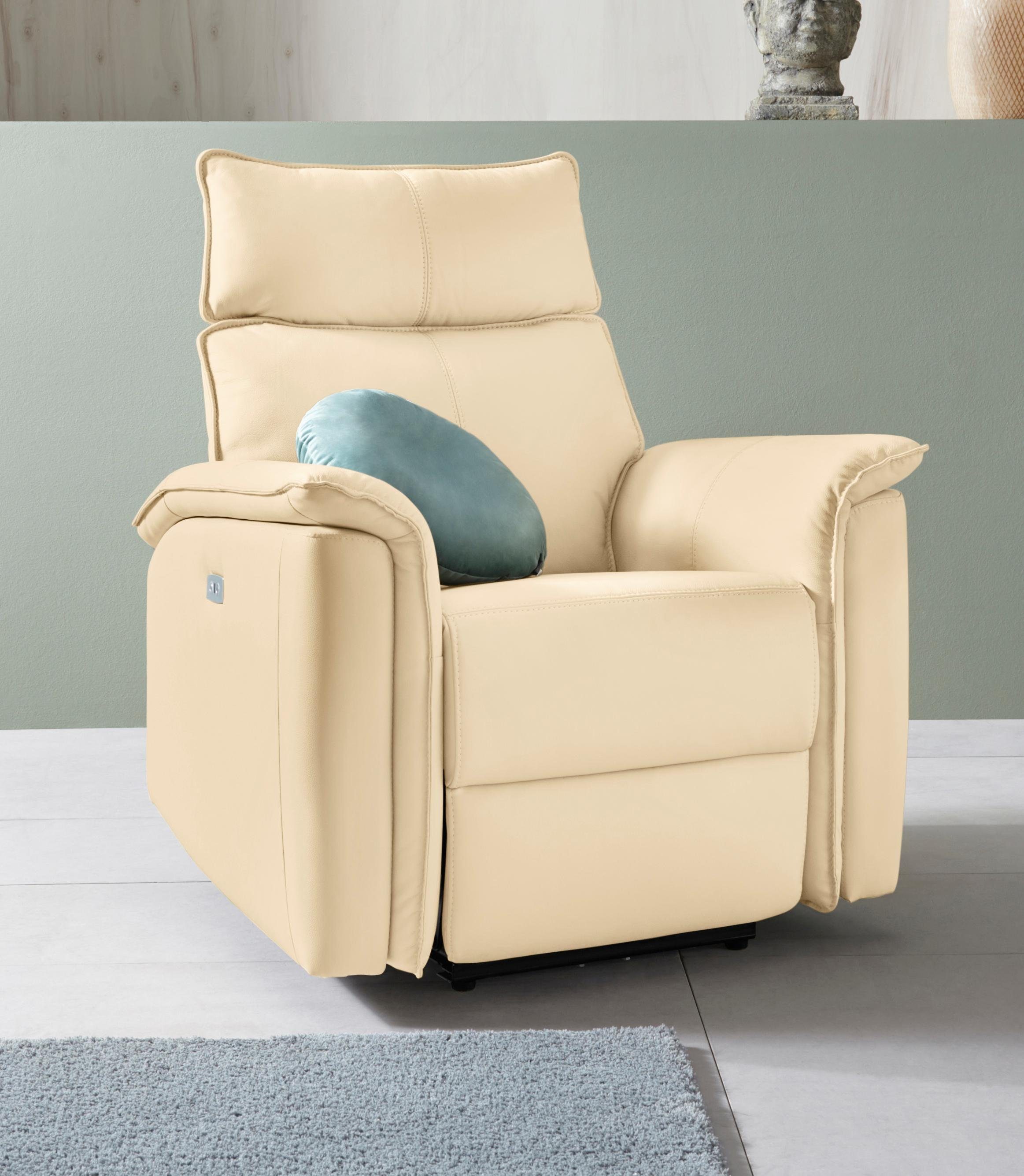Places of Style Relaxfauteuil Zola, TV-stoel met slaapfunctie, stoel voor woonkamer met elektrische relaxfunctie en usb-aansluiting, breedte 87 cm