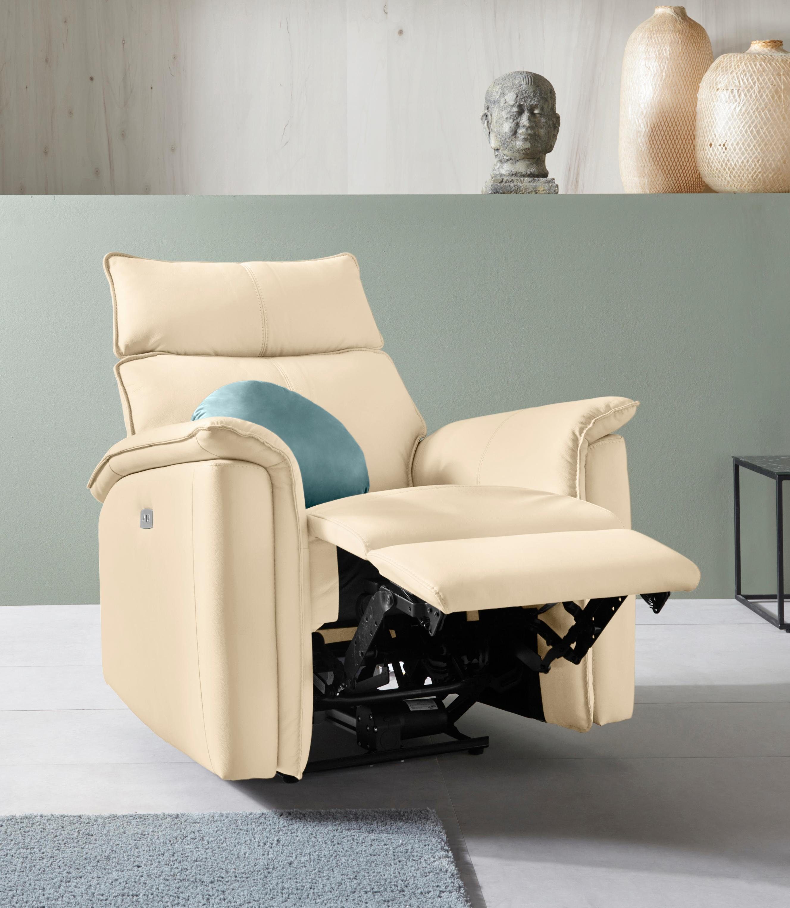Places of Style Relaxfauteuil Zola, TV-stoel met slaapfunctie, stoel voor woonkamer met elektrische relaxfunctie en usb-aansluiting, breedte 87 cm