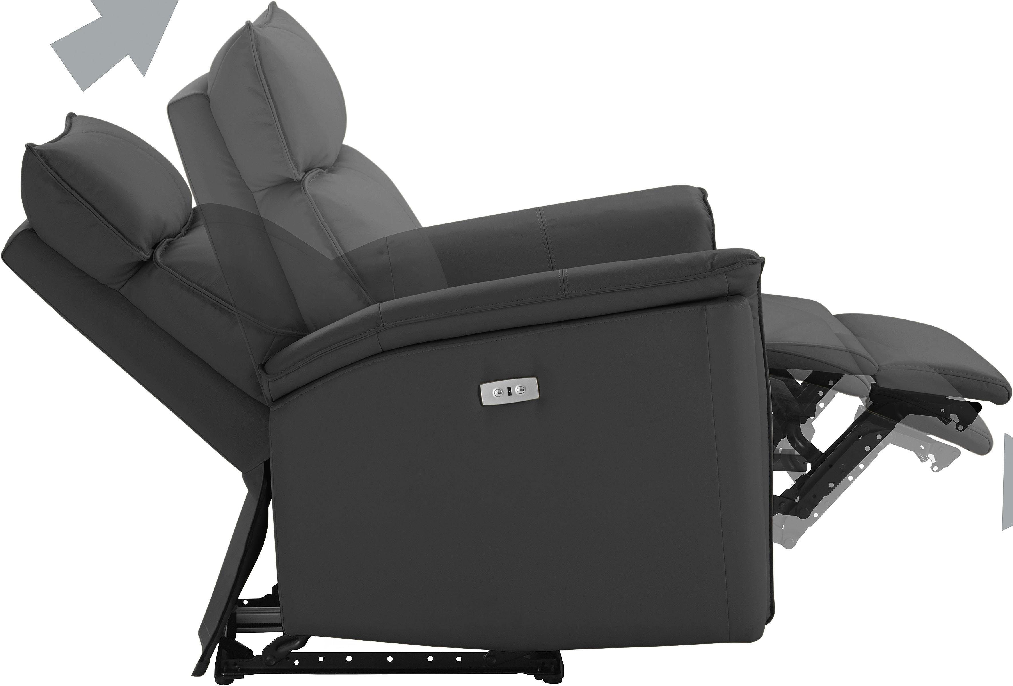 Places of Style Relaxfauteuil Zola, TV-stoel met slaapfunctie, stoel voor woonkamer met elektrische relaxfunctie en usb-aansluiting, breedte 87 cm