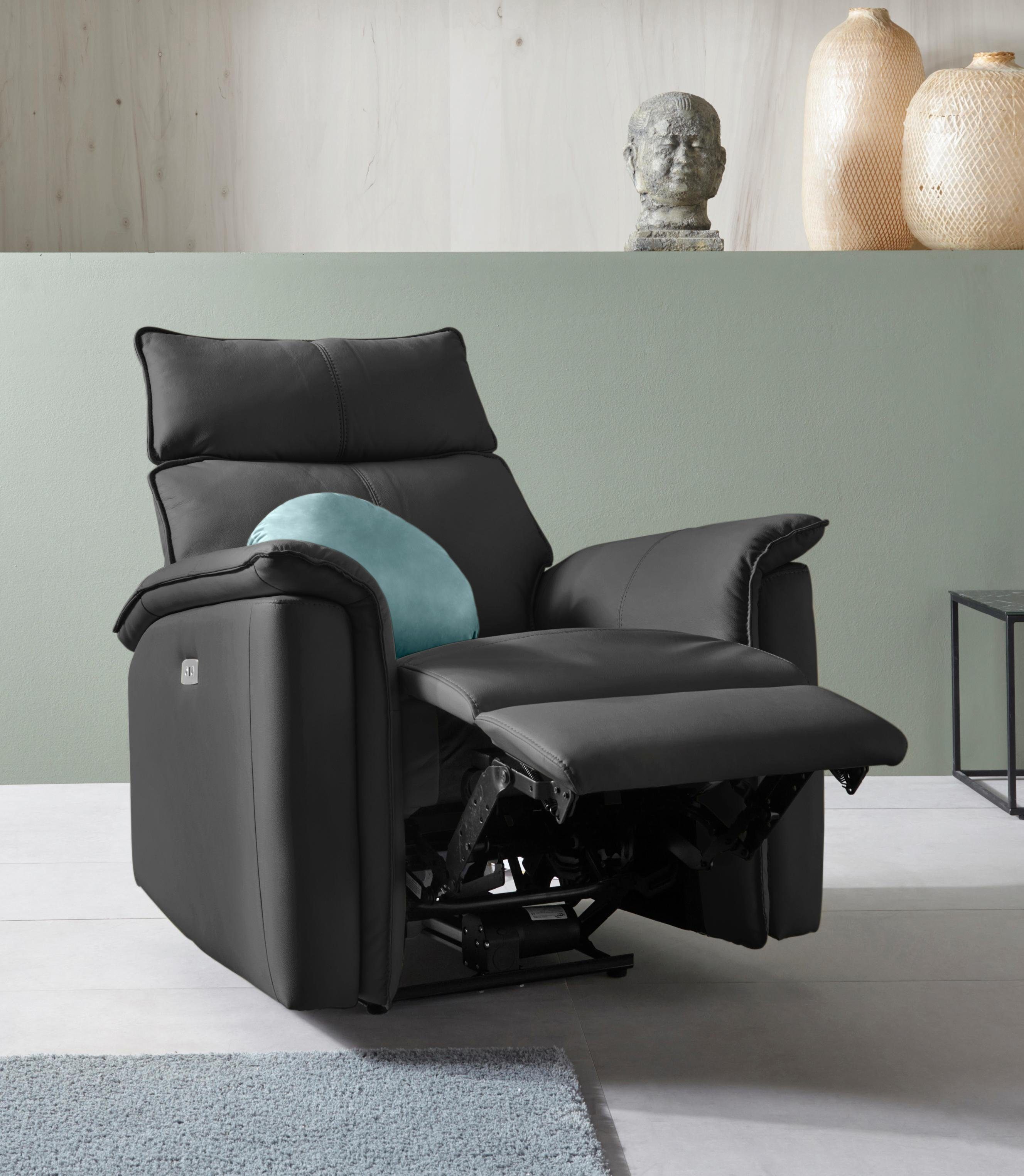 Places of Style Relaxfauteuil Zola, TV-stoel met slaapfunctie, stoel voor woonkamer met elektrische relaxfunctie en usb-aansluiting, breedte 87 cm