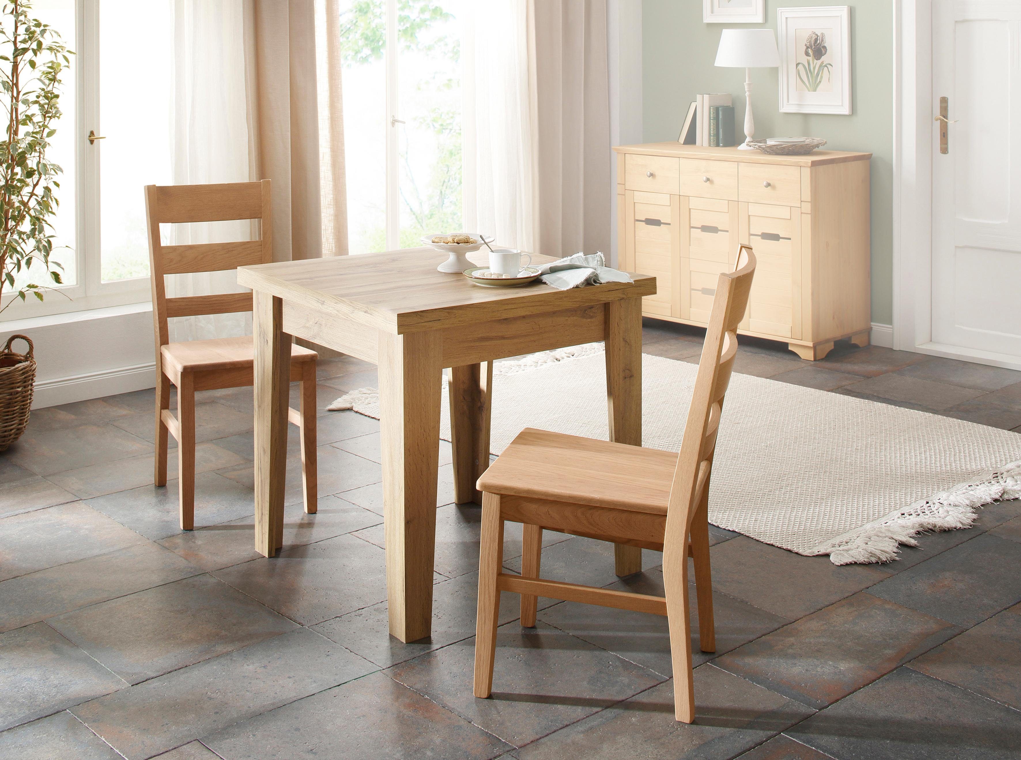 Home affaire Eetkamerstoel Paul Houten stoel van massief eiken (set, 2 stuks)