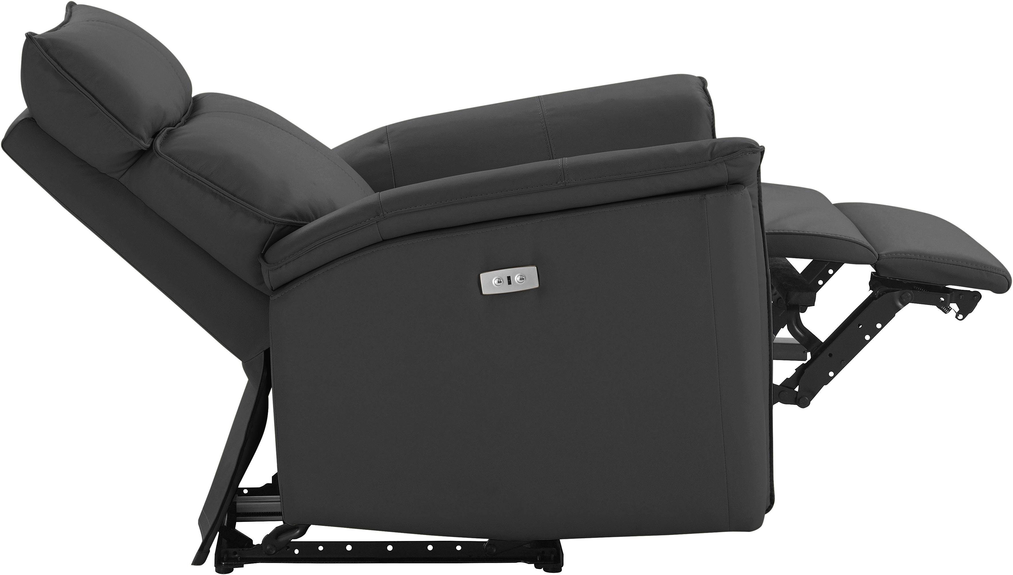 Places of Style Relaxfauteuil Zola, TV-stoel met slaapfunctie, stoel voor woonkamer met elektrische relaxfunctie en usb-aansluiting, breedte 87 cm