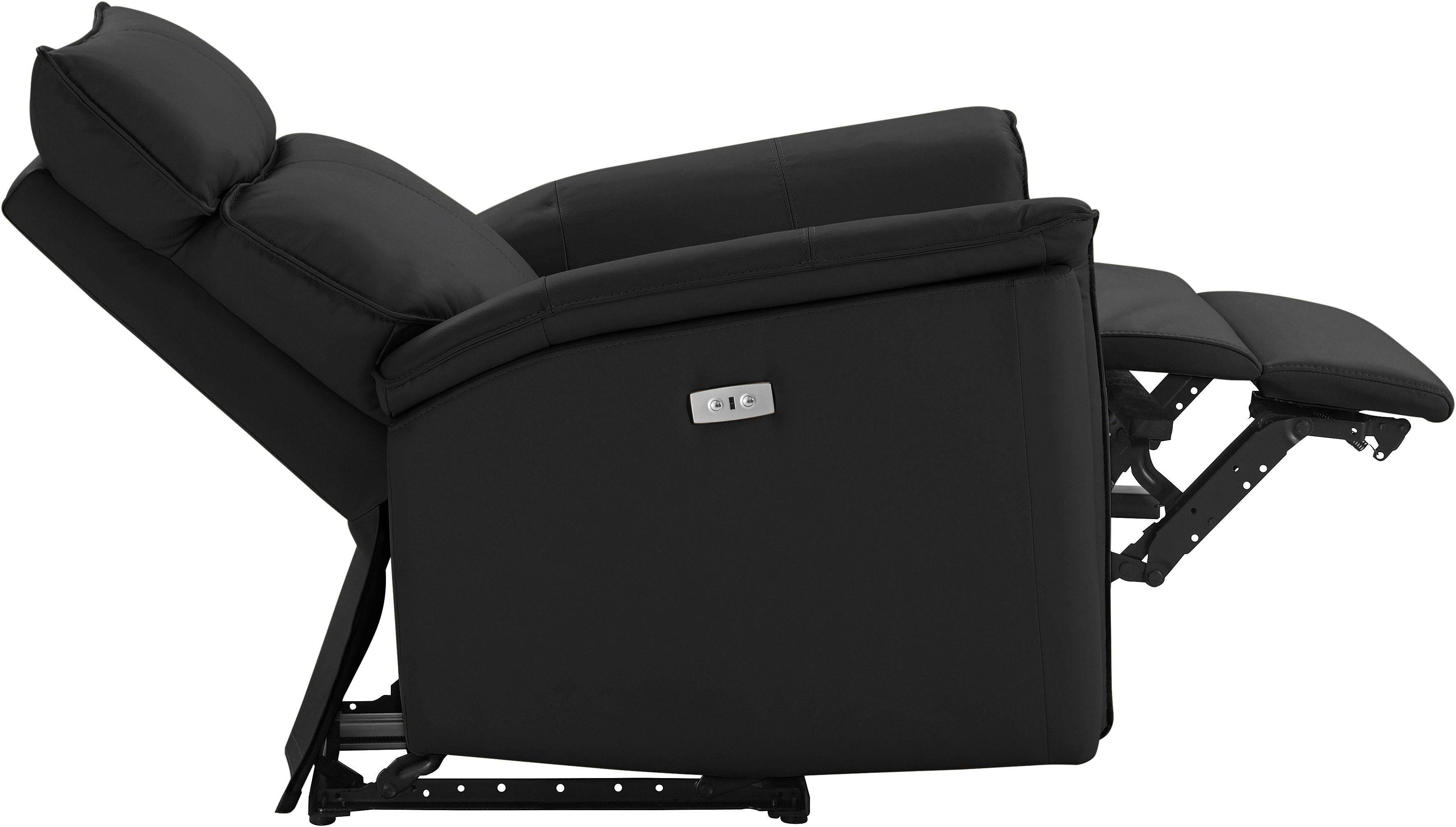 Places of Style Relaxfauteuil Zola, TV-stoel met slaapfunctie, stoel voor woonkamer met elektrische relaxfunctie en usb-aansluiting, breedte 87 cm