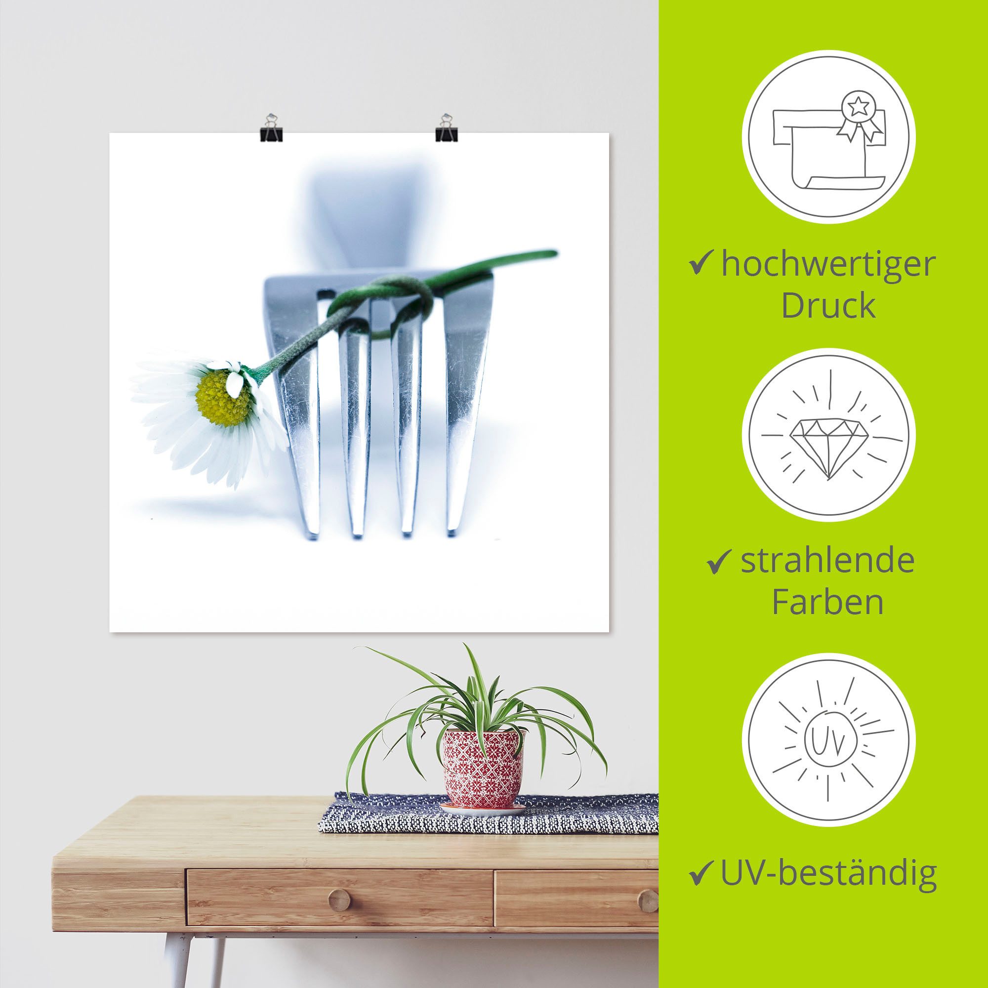 Artland Artprint Vork en bloem als artprint op linnen, poster in verschillende formaten maten