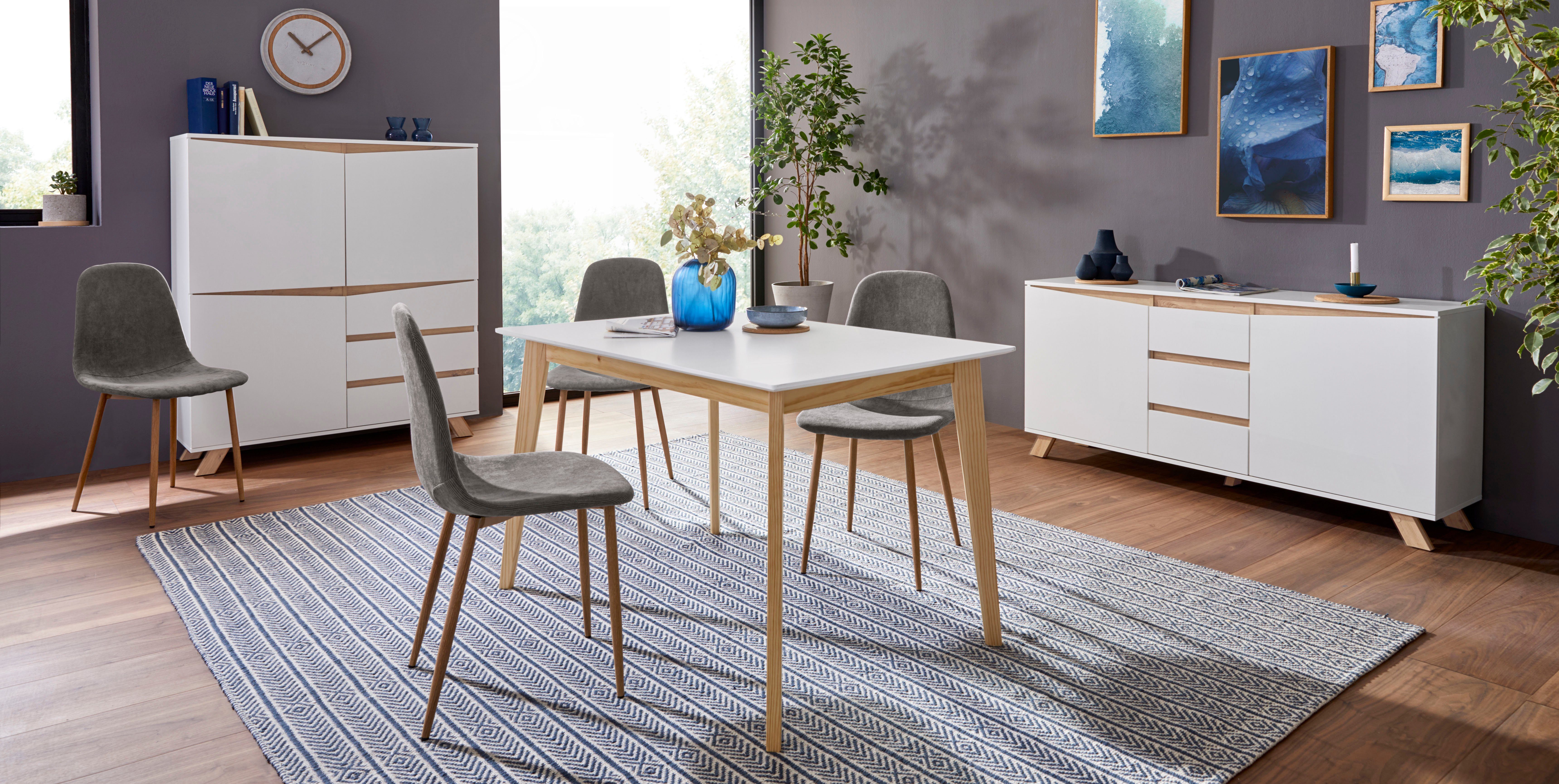 Homexperts Highboard Vicky , breedte 120 cm, hoogte 142 cm, in matwit