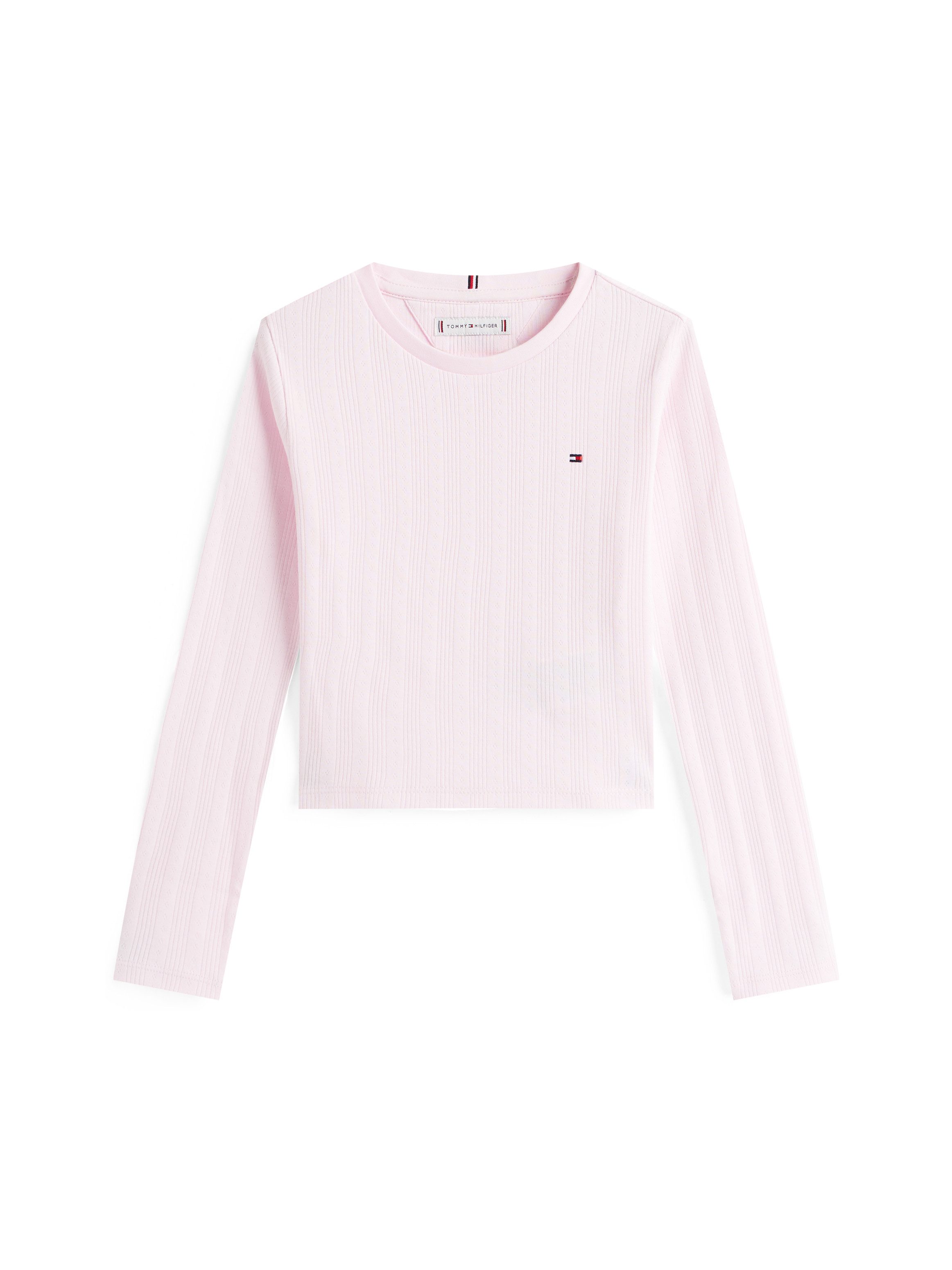 Tommy Hilfiger Shirt met lange mouwen POINTELLE TOP LS voor kinderen tot 16 jaar, met logo-print