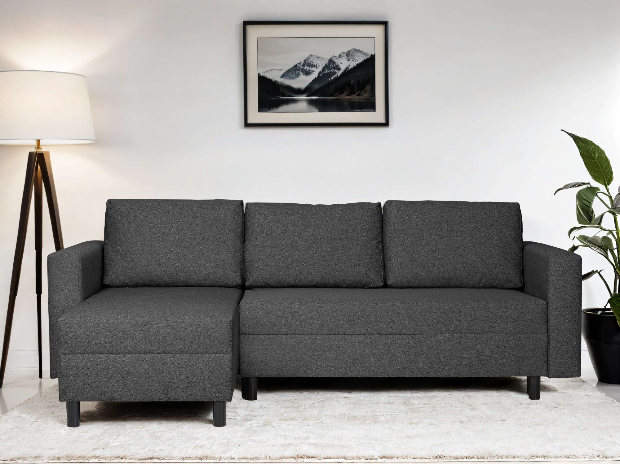 INOSIGN Hoekbank GLENOE slaapbank met bedlade, ottomane aan beide zijden te monteren L-vorm, afmetingen B/D/H: 230/135/84,5 cm, velvet & zachte
