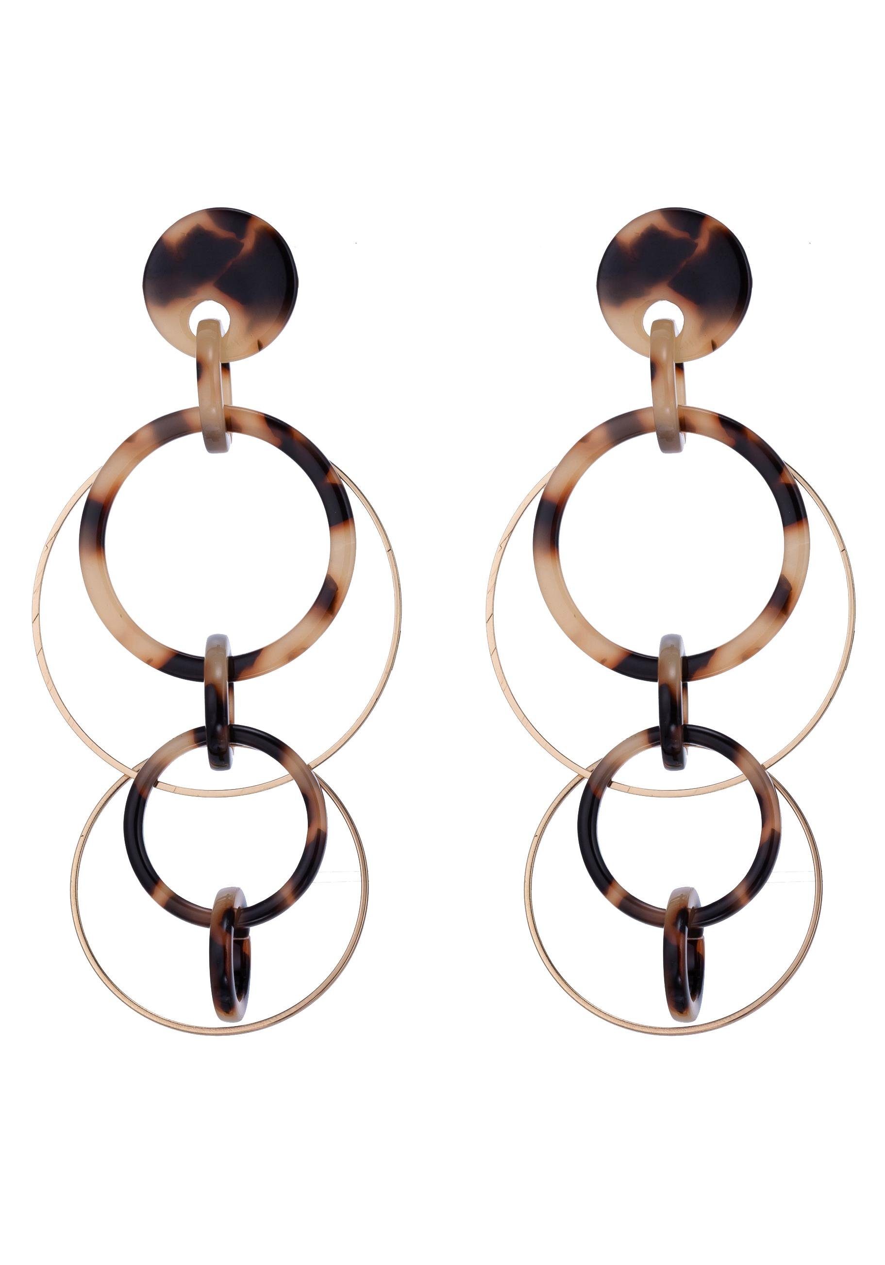 Firetti Oorstekers Beweegbare rondjes met zirkoon (synthetisch) dames oorbellen bruin