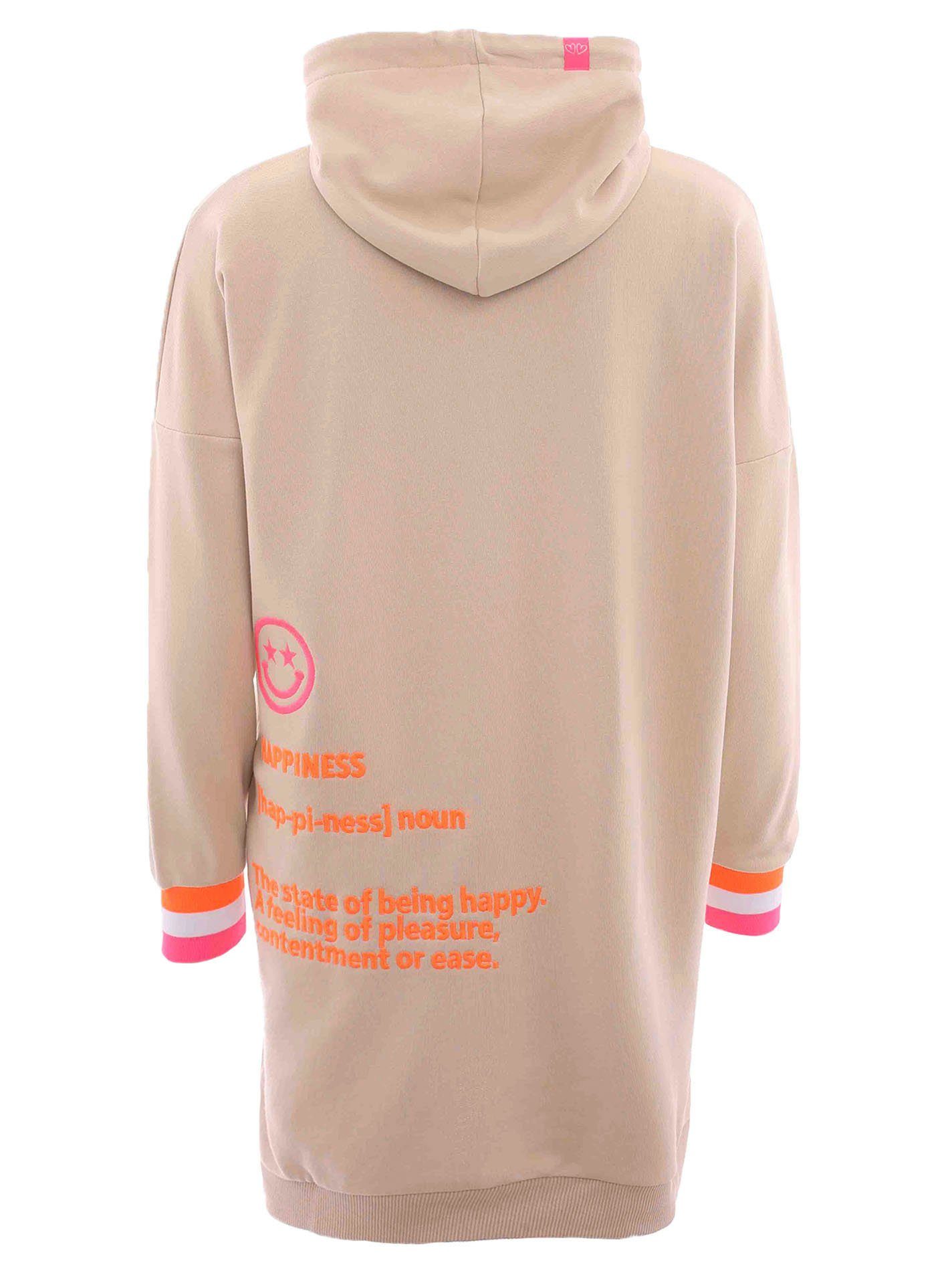 Zwillingsherz Sweatjurk met capuchon, voorborduursel, met zak en neonprint