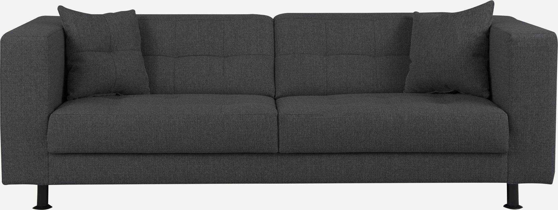 INOSIGN 3-zitsbank Bengo met stiksels in de zitting en de rugleuning, incl. sierkussen