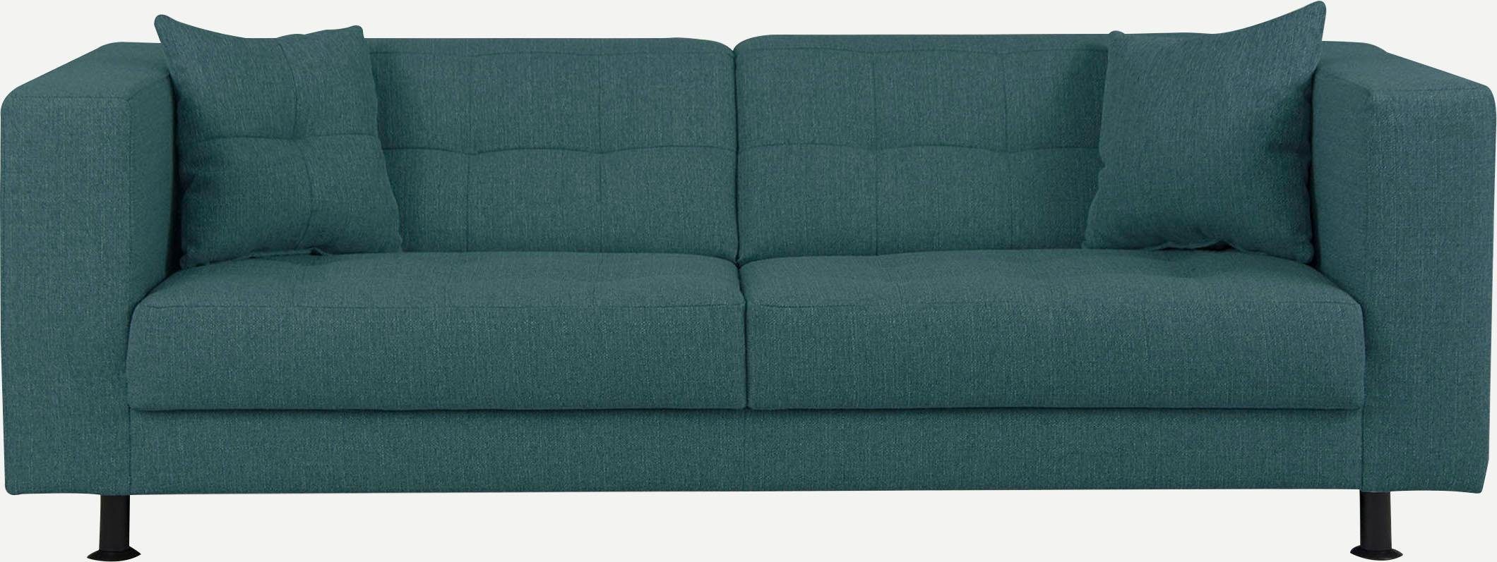 INOSIGN 3-zitsbank Bengo met stiksels in de zitting en de rugleuning, incl. sierkussen