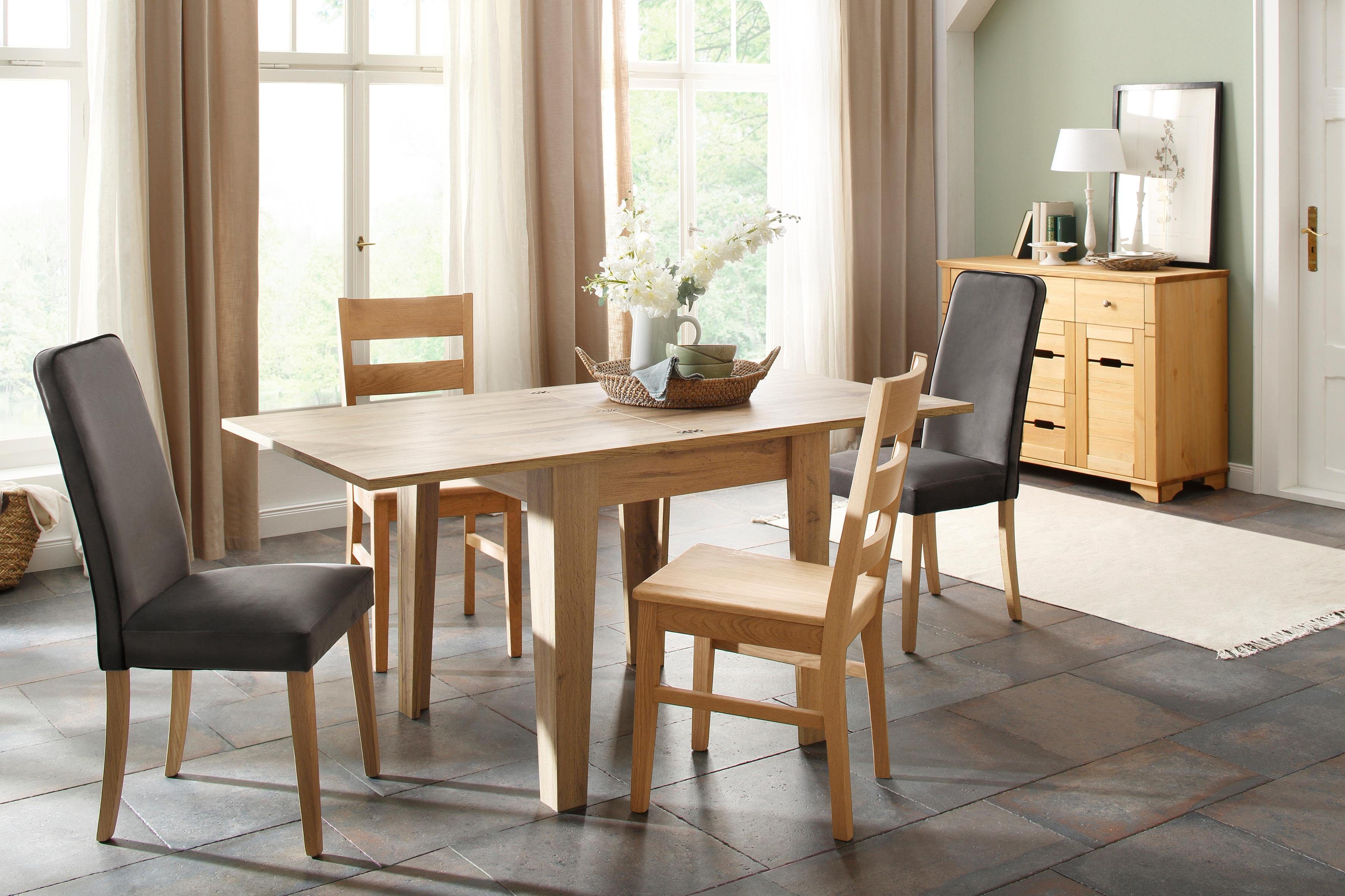 Home affaire Eetkamerstoel Paul Houten stoel van massief eiken (set, 2 stuks)