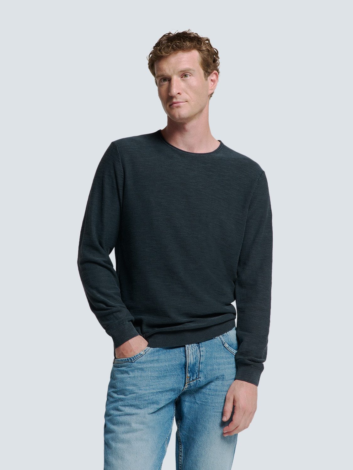 NO EXCESS Trui met ronde hals in mêlee-look heren pullovers maat L zwart