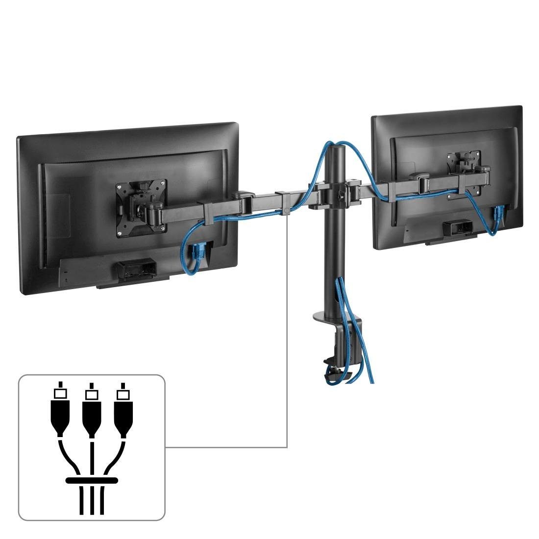 Hama Monitorhouder Beeldschermsteun, 2 monitoren, dubbele arm zwart