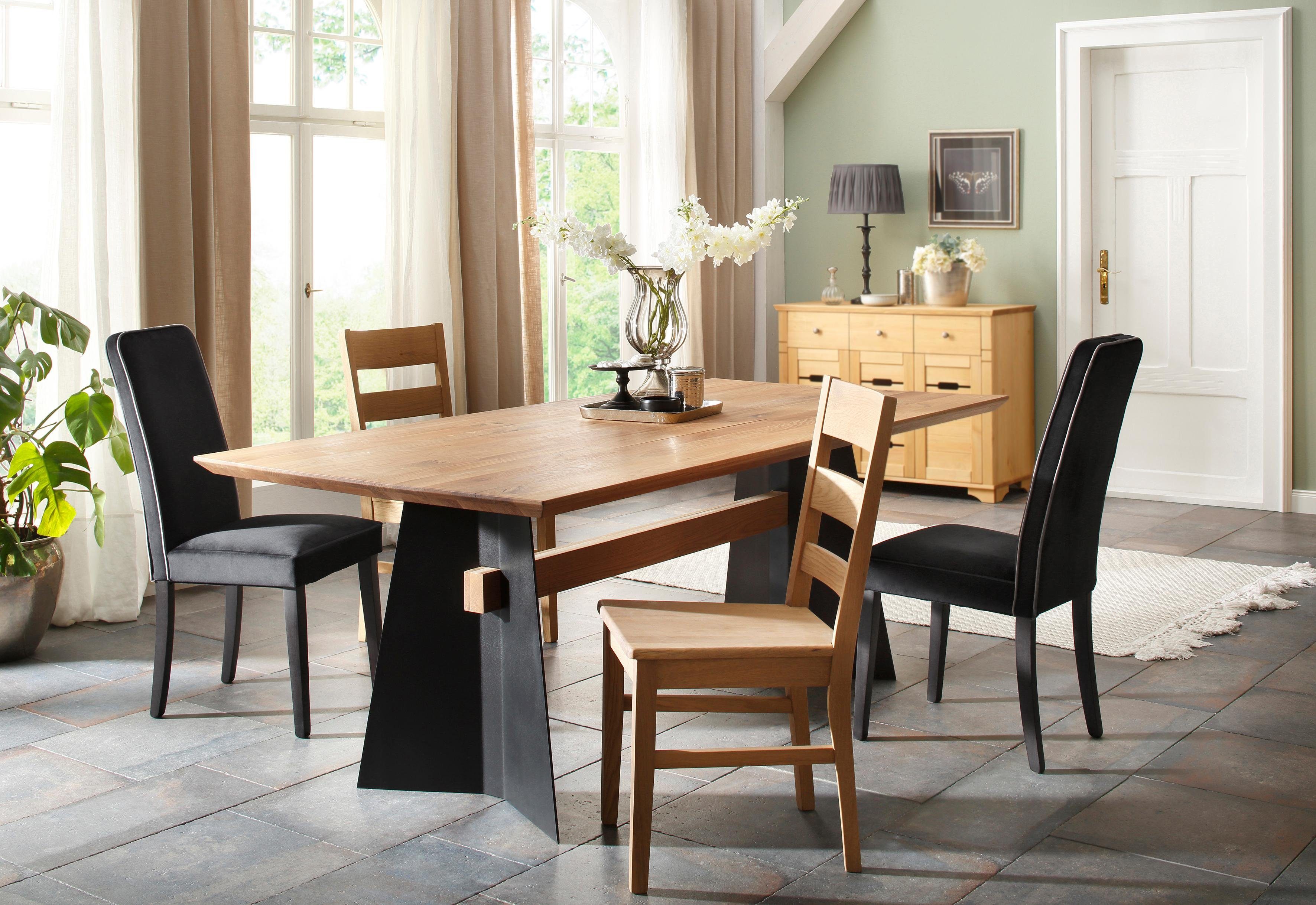 Home affaire Eetkamerstoel Paul Houten stoel van massief eiken (set, 2 stuks)