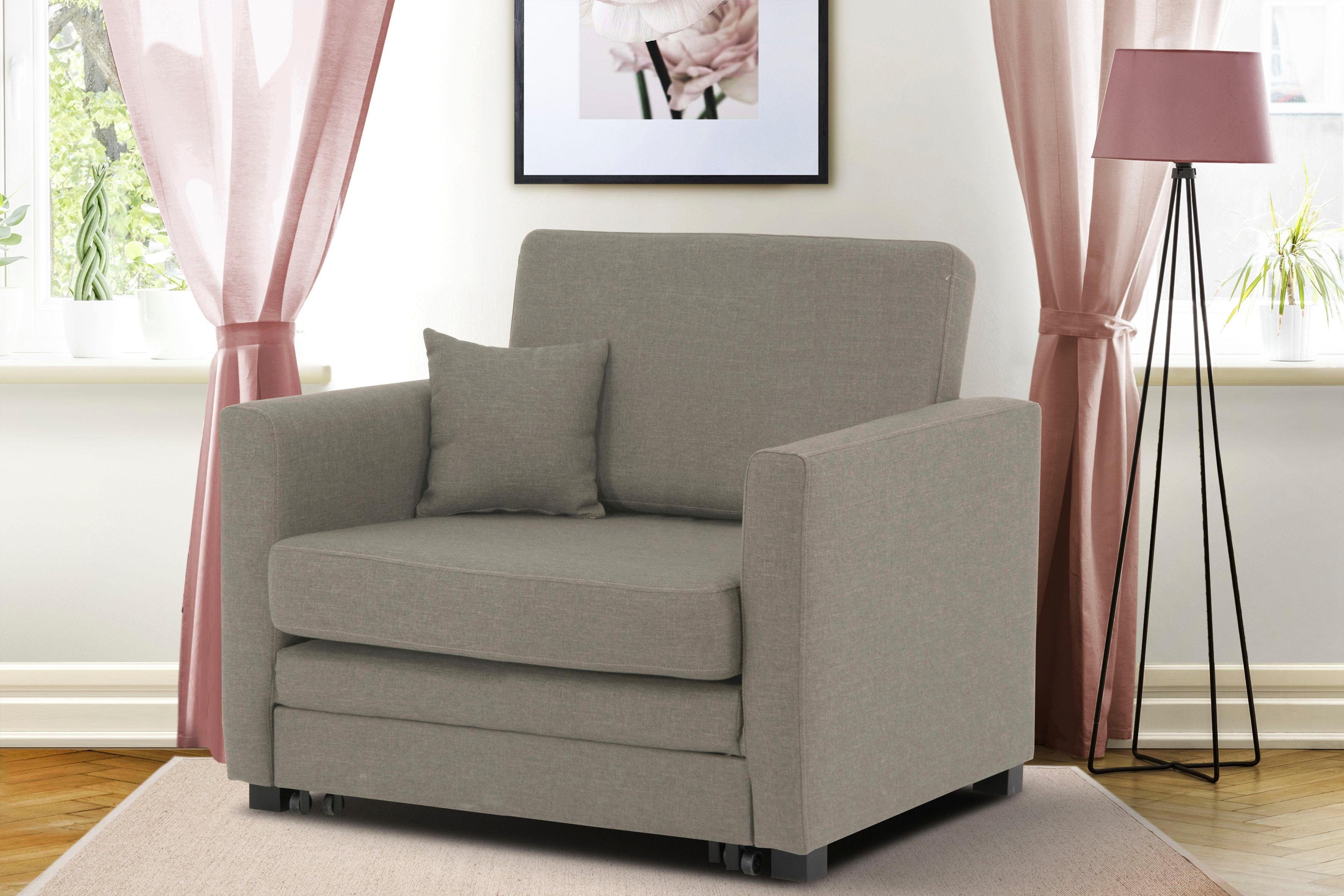 Home affaire Fauteuil Mexico slaapfauteuil met uittrekbare slaapfunctie, bxdxh: 98x83x87 cm fauteuils grijs
