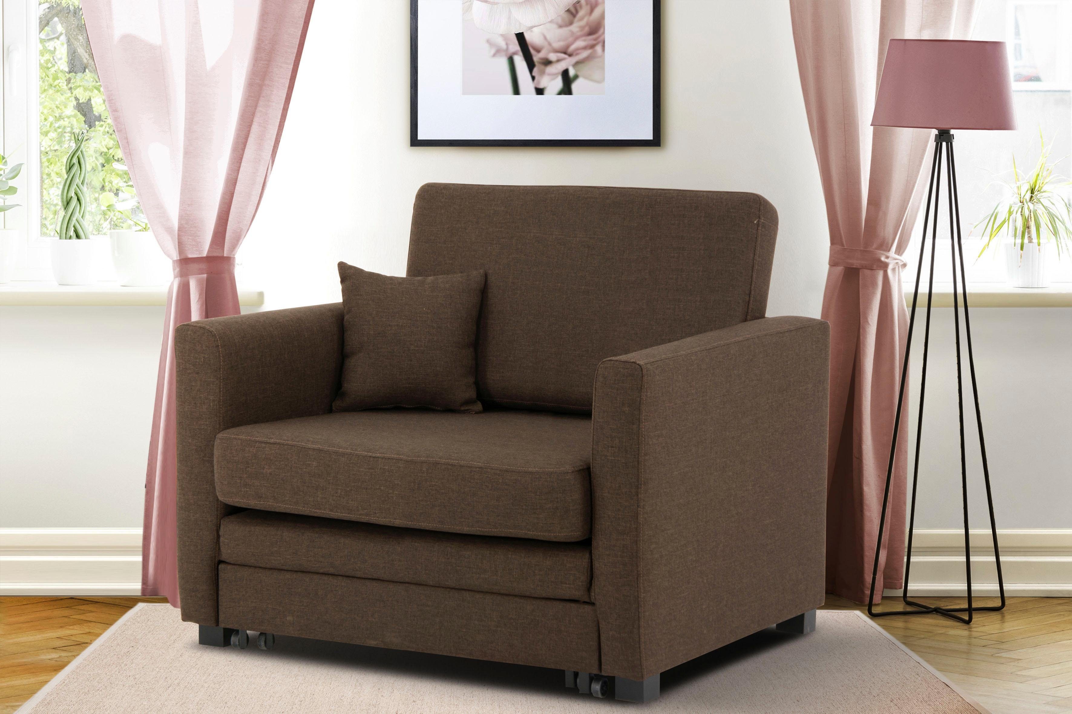 Home affaire Fauteuil Mexico slaapfauteuil met uittrekbare slaapfunctie, bxdxh: 98x83x87 cm fauteuils bruin