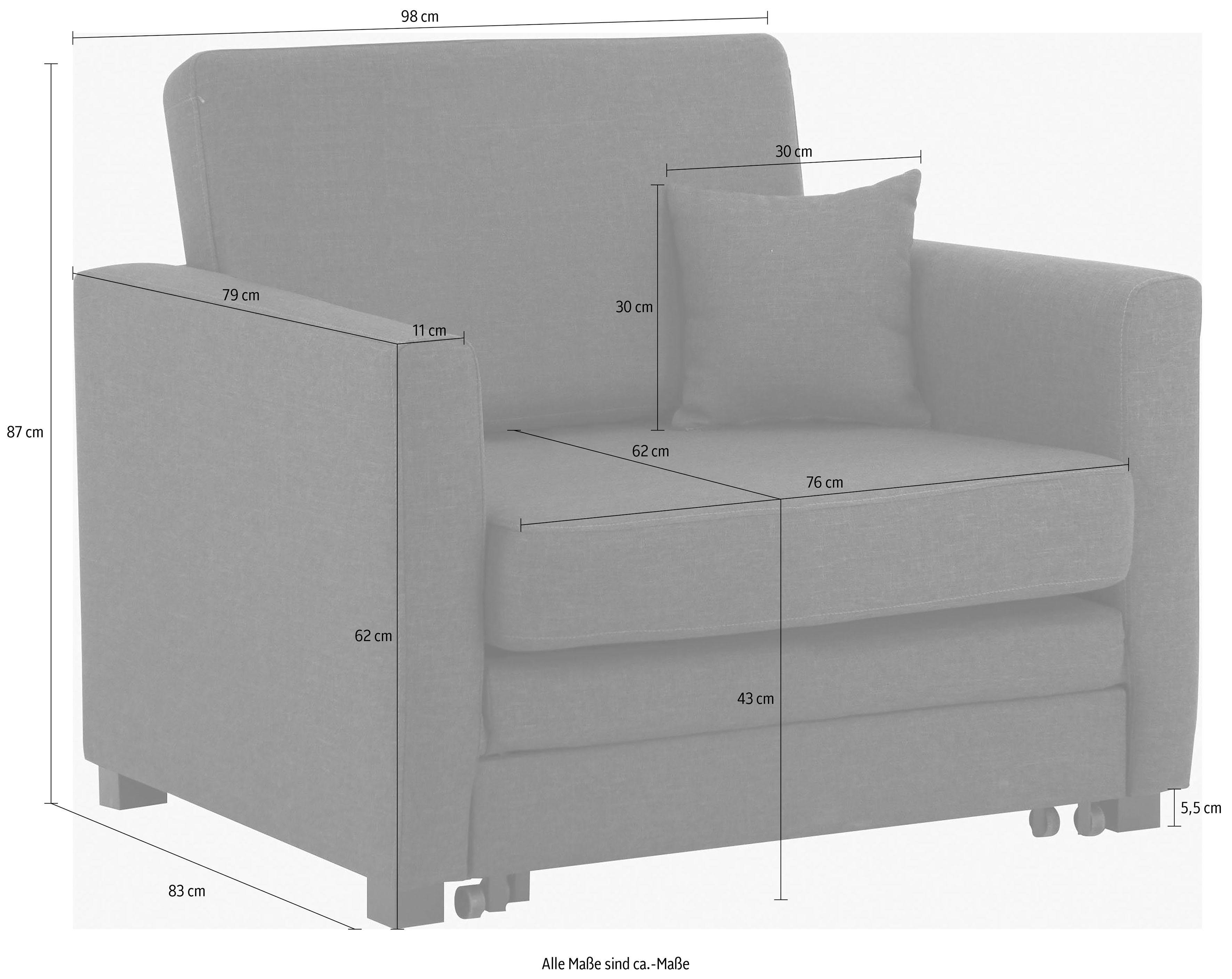 Home affaire Fauteuil Mexico slaapfauteuil met uittrekbare slaapfunctie, bxdxh: 98x83x87 cm