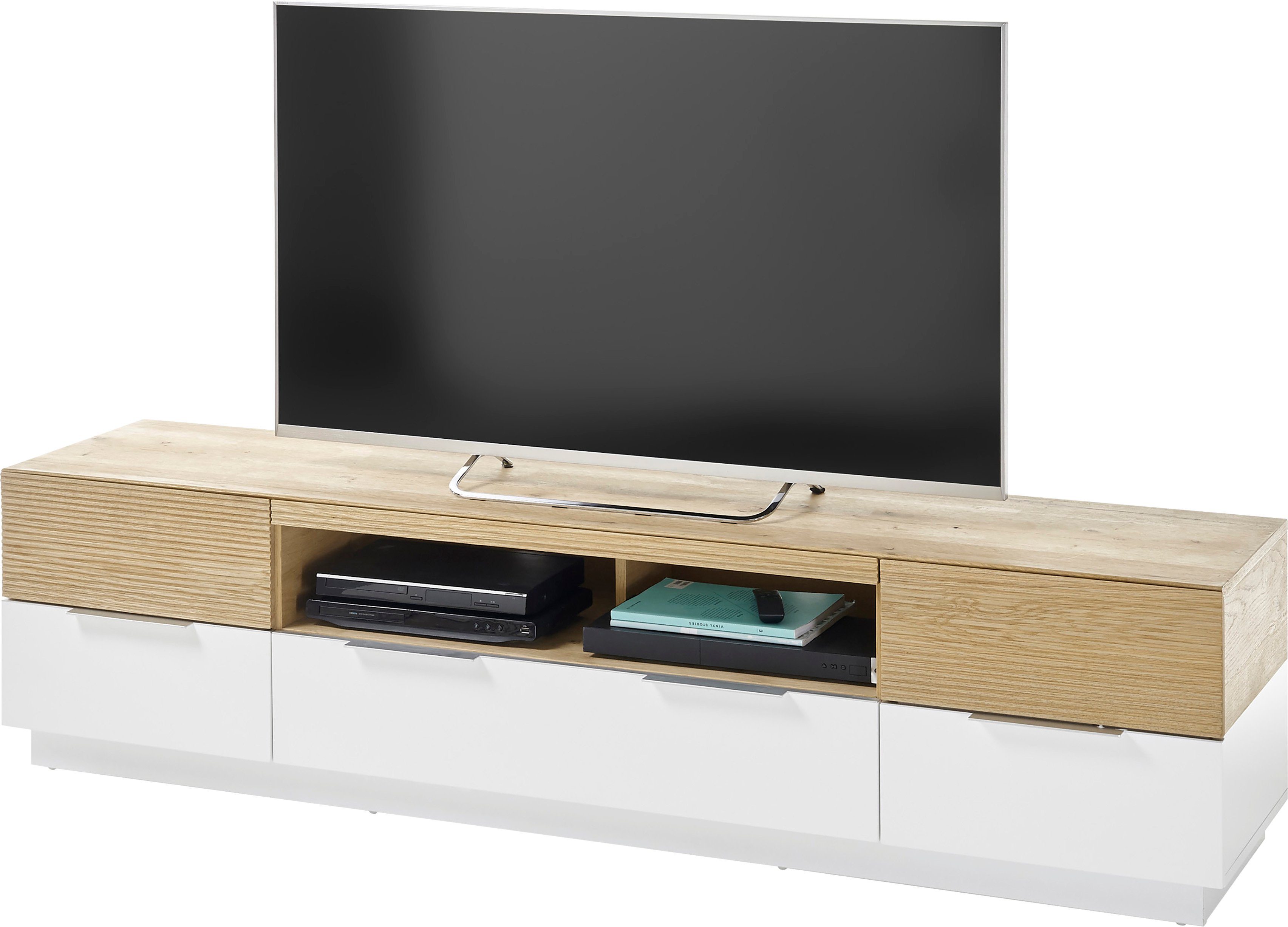 MCA furniture Tv-meubel Dubai voor tv's tot 84 inch geschikt, matwit met garnering
