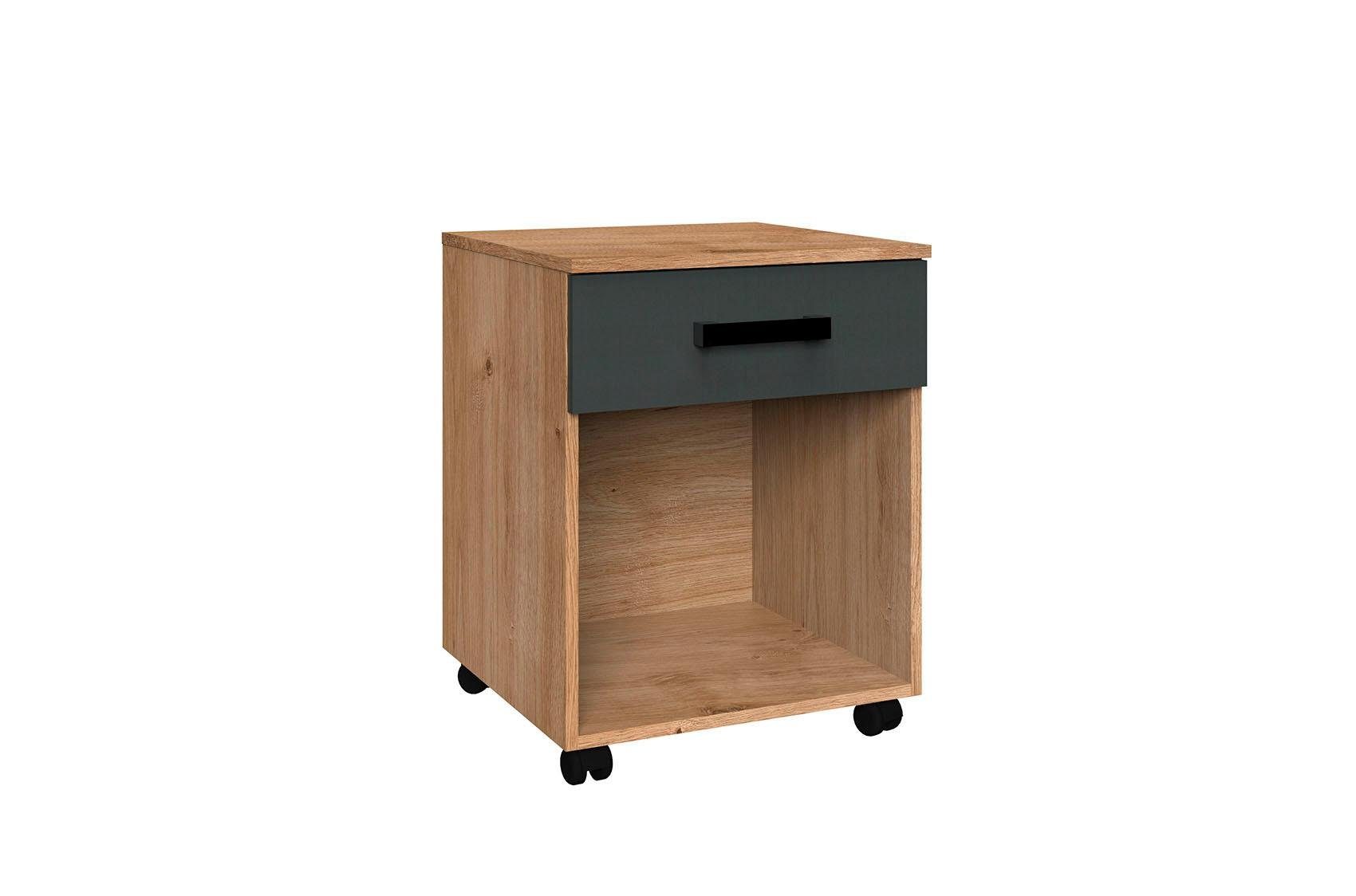 Wimex Kastje op wieltjes Liverpool, bureaucontainer Made in Germany 1 lade en 1 open vak, 46/45/59cm, serie in industrieel ontwerp